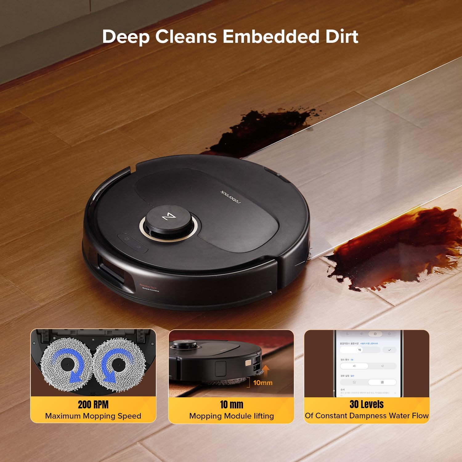 roborock Qrevo S5V Robot Vacuum and Mop, FlexiArm Edge Mopping, 12,000Pa Suction, Dual Zero-Tangle System, Smart Obstacle Avoidance, 10mm Mop Lifting, Auto Mop Washing&Drying, Self-Emptying&Refilling - Image 6