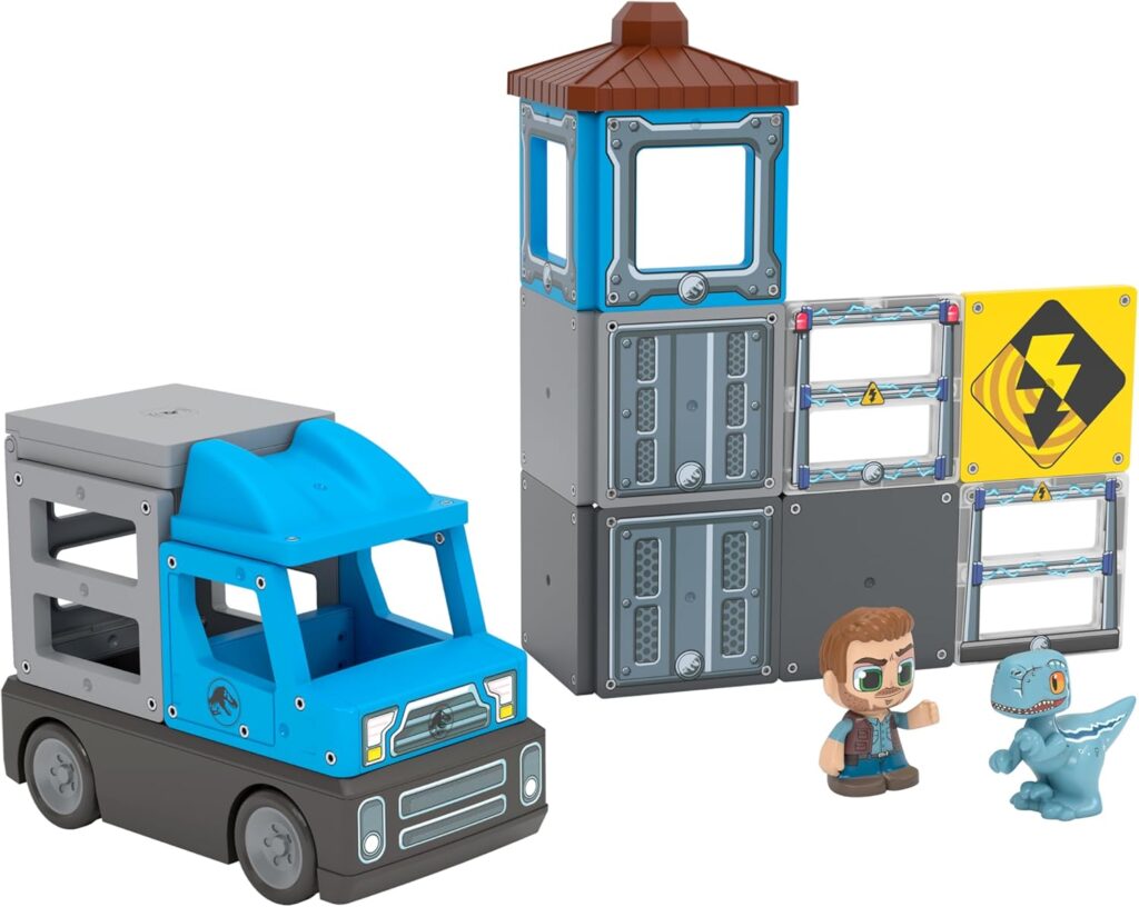 Tile Town Jurassic World Dino Escape Magnetic Tiles Set, 22 Piece Interactive Dinosaur STEM Toys Playset, Magnetic Animal Tiles for Kids Ages 3-6