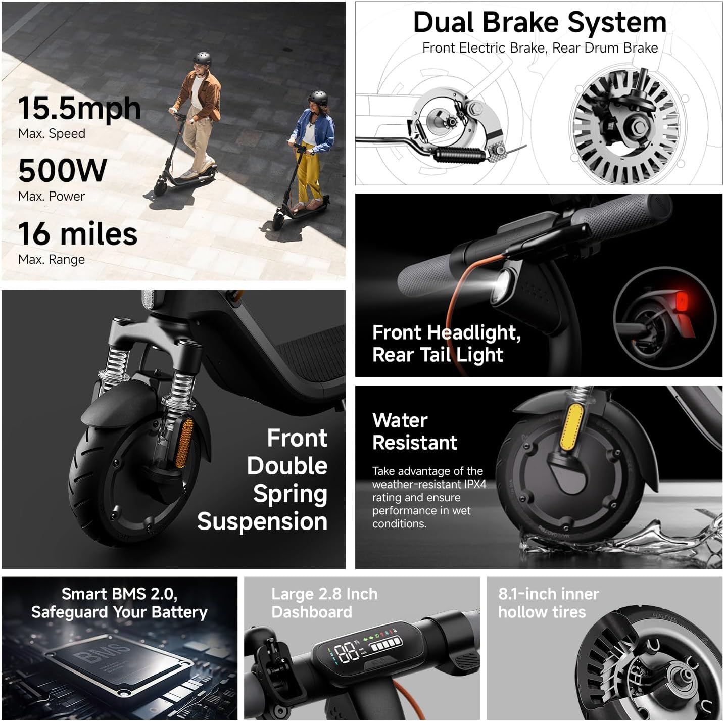 Segway Ninebot E2 Plus II/E2 Pro/E3 Pro Electric Scooter, 15.5–20 MPH, Long Range, Dual Elastomer Suspension (E3 Pro only), Foldable Adult Scooter, UL 2272 & 2271 Certified - Image 2