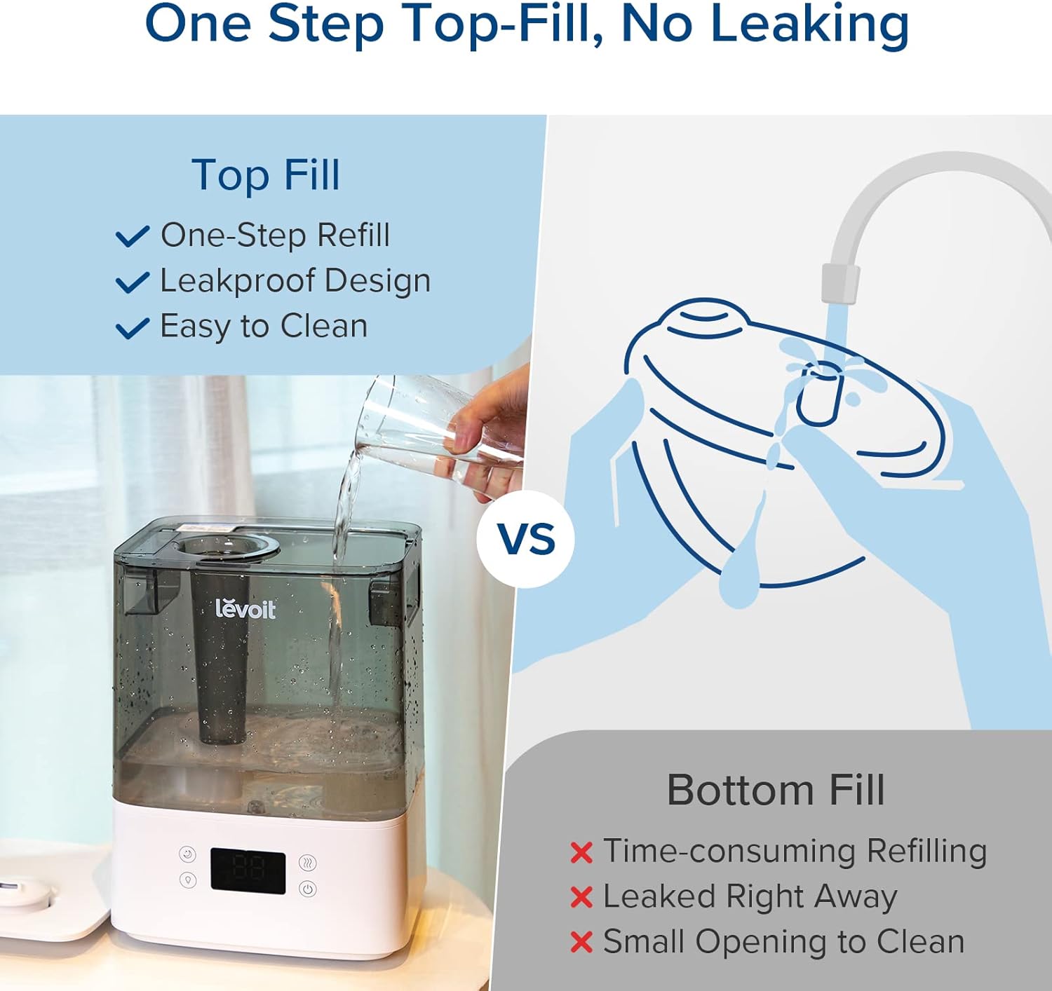 LEVOIT Humidifiers for Bedroom Large Room Home, (6L) Cool Mist Top Fill Essential Oil Diffuser for Baby & Plants, Smart App & Voice Control, Rapid Humidification & Auto Mode - Quiet Sleep Mode, Gray - Image 8