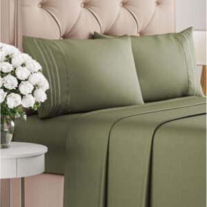 Full Size 4 Piece Sheet Set – Comfy Breathable & Cooling Bed Sheets Set – Hotel Luxury Bedding for Women, Men, Kids, Teens, Boys & Girls – Deep Pockets, Soft and Wrinkle Free – Oeko-Tex – Sage Green