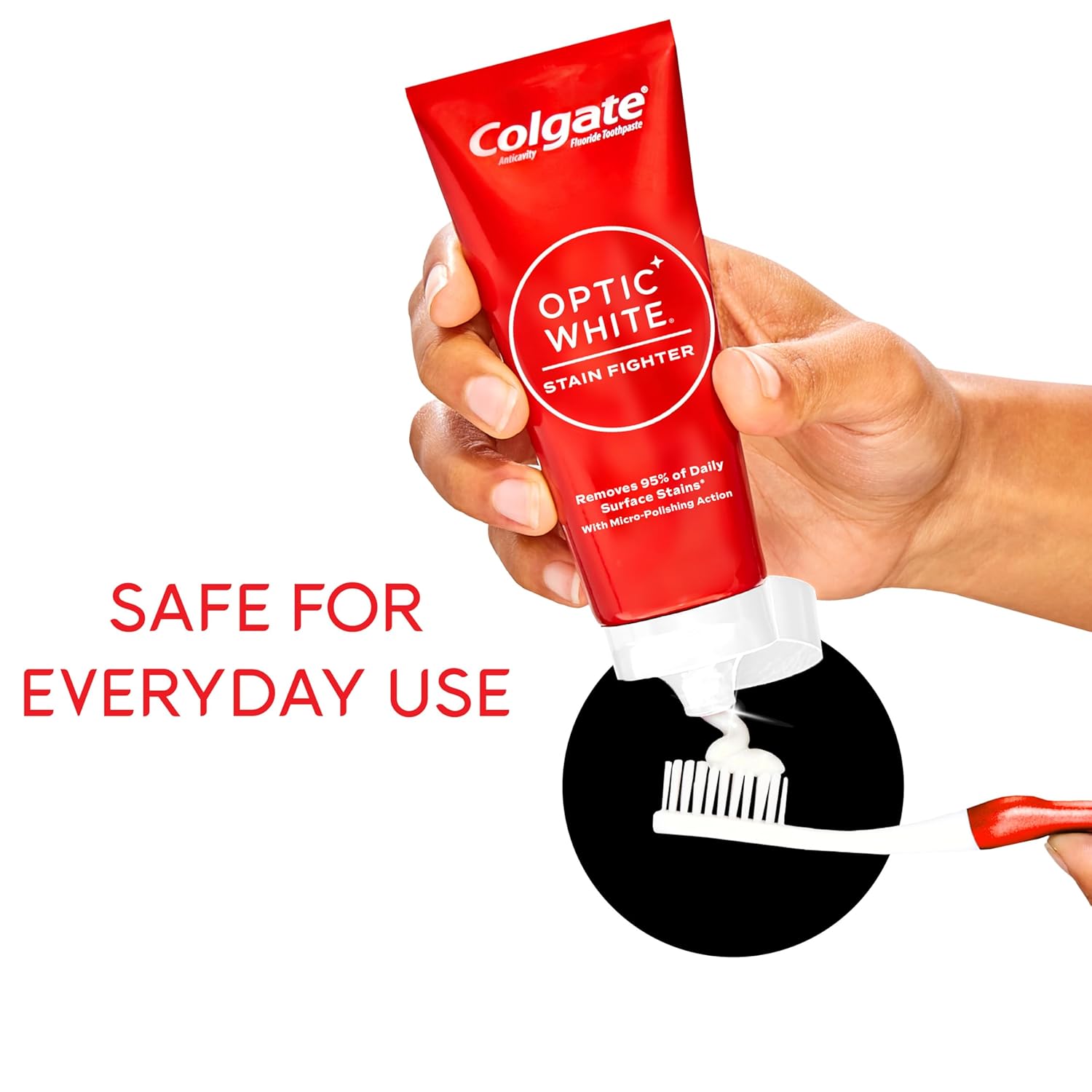 Colgate Optic White Stain Fighter Teeth Whitening Toothpaste, Anticavity Fluoride Toothpaste for Whitening Teeth, Helps Remove Daily Surface Stains, Clean Mint Paste, 4.2 oz - Image 6