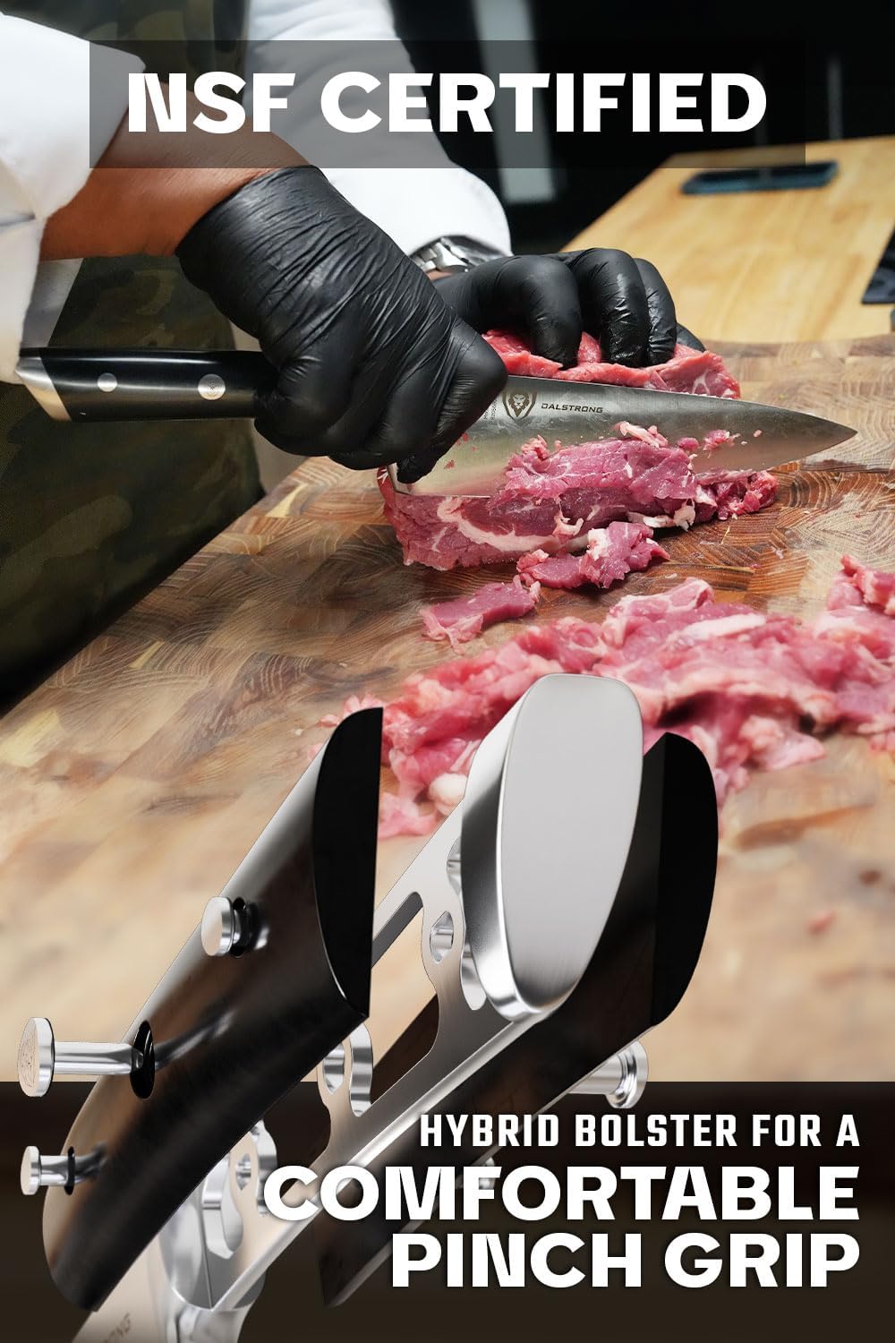 Dalstrong Knife Set Block - 8 Piece - Gladiator Series - German High Carbon Steel Kitchen Knife - Premium Food-Grade Black ABS Polymer Handles - NSF Certified - Image 5