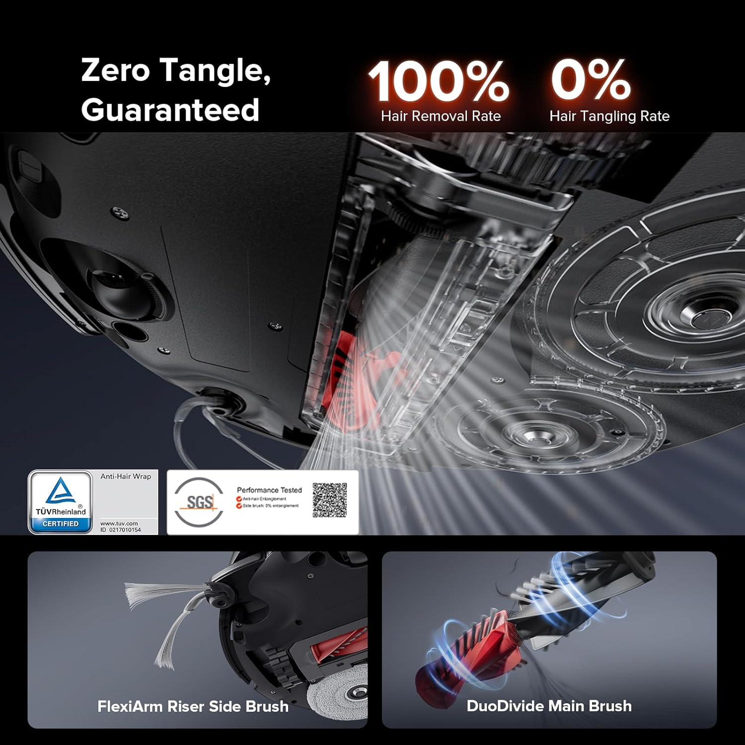 roborock Saros 10R Robot Vacuum and Mop, 22,000 Pa Suction, Zero-Tangling, 3.14’’ Ultra Slim, FlexiArm Riser Technology for Carpet & Floor, Corner & Edge Cleaning, Self-Emptying, Hot Air Drying, Black - Image 5