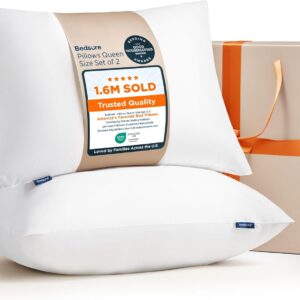 Bedsure Pillows Queen Size Set of 2 – Soft Bed Pillows for Sleeping 2 Pack, Fluffy and Supportive, Hotel Quality, Original Down Alternative Filling for Side, Back Sleepers