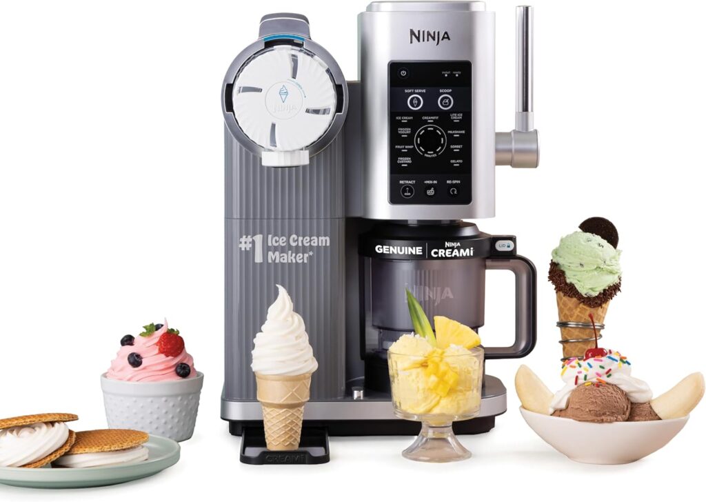 Ninja CREAMi Scoop & Swirl Ice Cream and Soft Serve Maker, Sorbet, Milkshake, Frozen Yogurt, Low Calories Program & More, 13-in-1, Soft Serve Handle & (2) CREAMi 2-in-1 16oz Pints, NC701