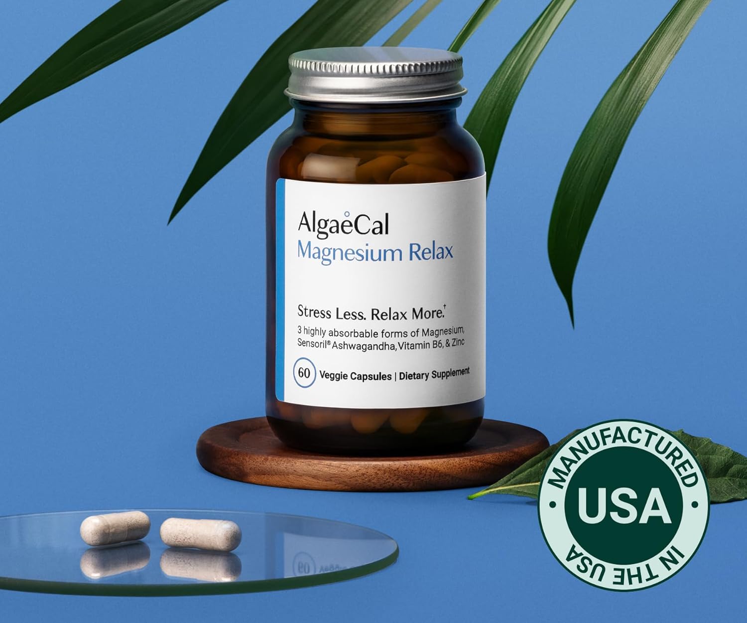 AlgaeCal Magnesium Relax™ - Chelated Magnesium with Ashwagandha for Sleep & Stress - Glycinate, Malate, Citrate - Sleep, Mood, & Cortisol Support (4 Months Supply) - Image 3