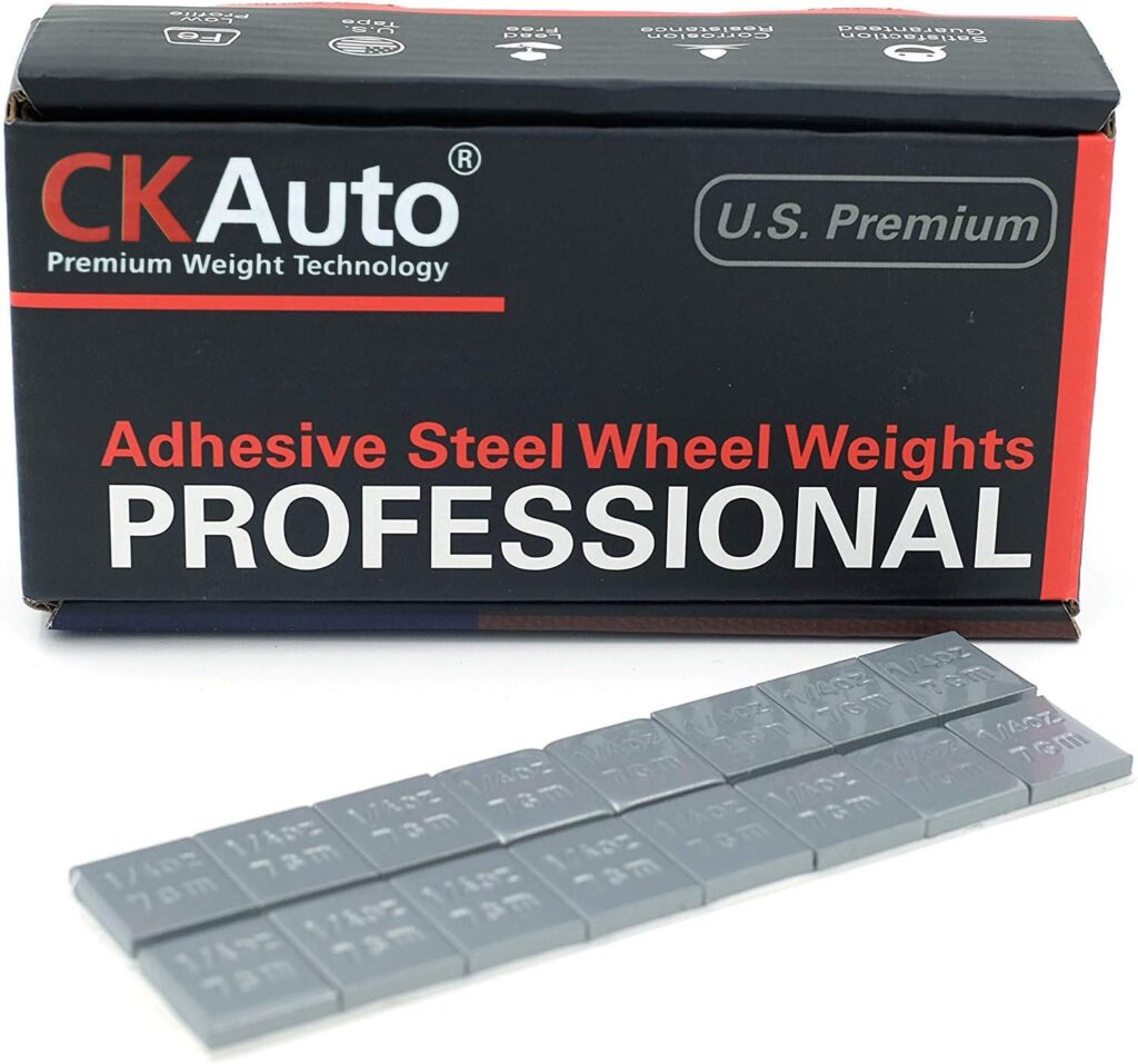 CKAuto 1/4oz, 0.25oz, Grey, Adhesive Stick on Wheel Weights, EasyPeel Type. Cars, Trucks, SUVs, Motorcycles, Low Profile, 60oz/Box, U.S. OEM Quality, (240pcs)