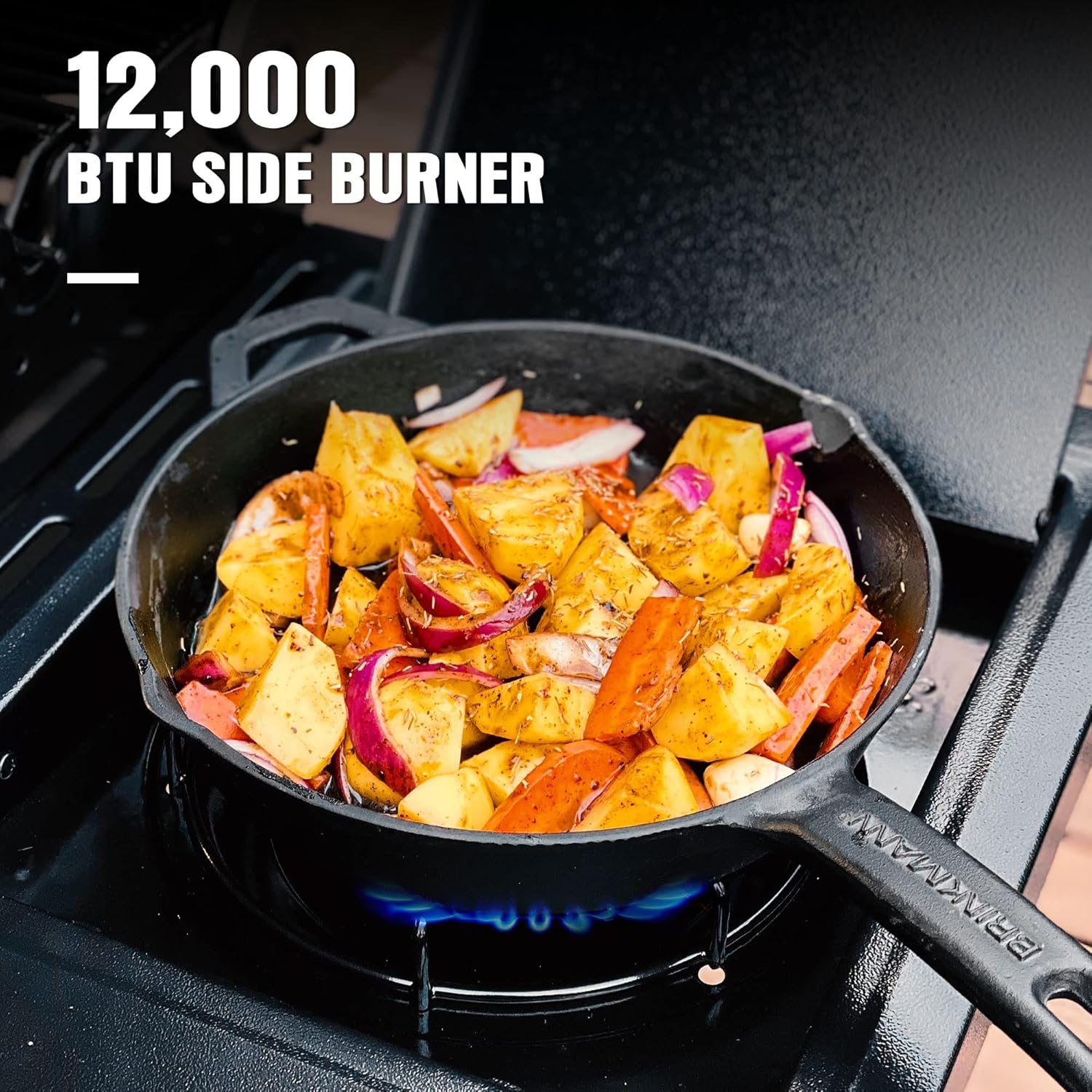 MASTER COOK 4 Burners Gas Grill, 52,000 BTU Cabinet Grill, Propane Grill, with Side Burner, Built with Stainless Steel, Silver&Black - Image 6