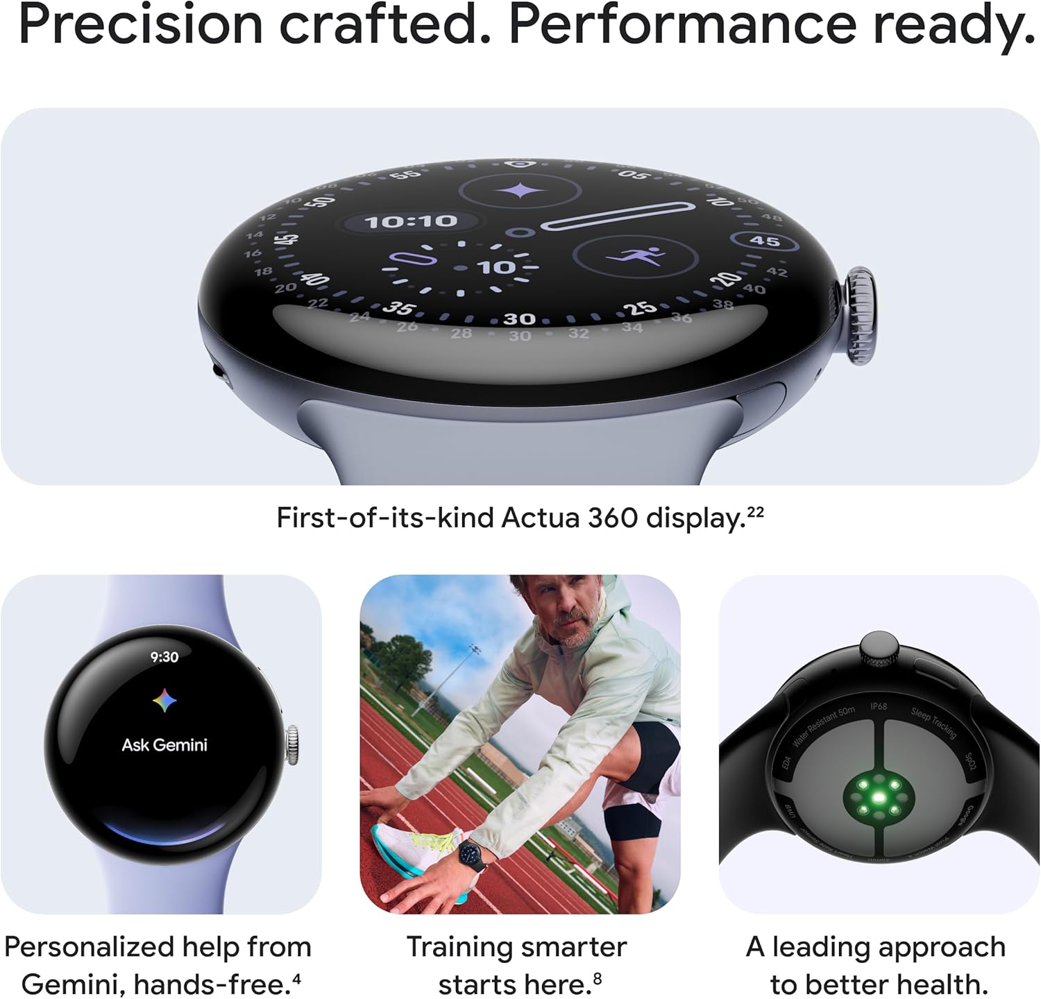 Google Pixel Watch 4 (41mm) - Android Smartwatch with Heart Rate and Sleep Tracking - 30-Hour Battery - Fitness Tracking - Google AI - Polished Silver Aluminum Case - Iris Active Band - Wi-Fi - Image 2