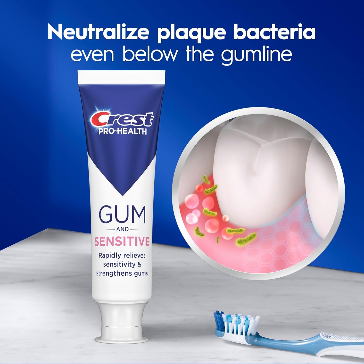 Crest Sensitive and Gum Toothpaste 4.8 oz (3 Pack), Relieves Sensitivity, Strengthens Gums, Anticavity, Clinically Proven, Antibacterial Toothpaste - Image 7