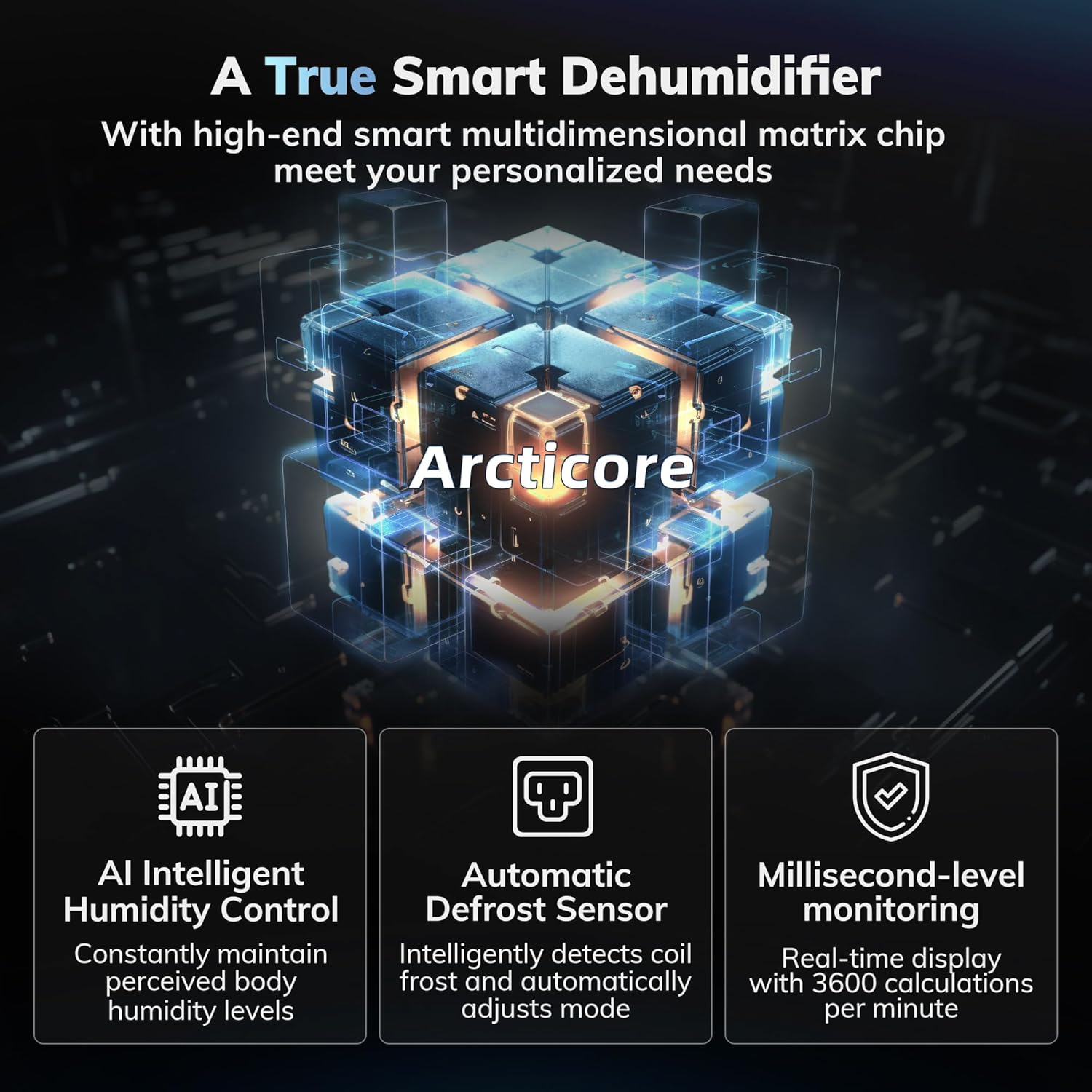 4500 Sq.Ft Most Efficient Energy Star 2025 Dehumidifier,AEOCKY Max 80 Pint/Day Smart Compressor Dehumidifier with Drain Hose, Intelligent Humidistat,for Basement,Bedroom,Home,Bathroom - Image 4