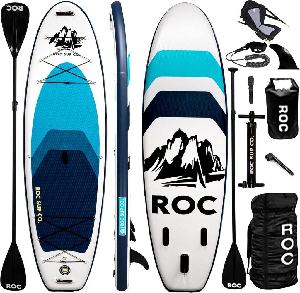 Roc Inflatable Stand Up Paddle Board 10' 6" with Premium SUP Paddle Board Accessories, Wide Stable Design, Non-Slip Comfort Deck for Youth & Adults