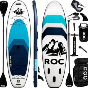 Roc Inflatable Stand Up Paddle Board 10′ 6″ with Premium SUP Paddle Board Accessories, Wide Stable Design, Non-Slip Comfort Deck for Youth & Adults