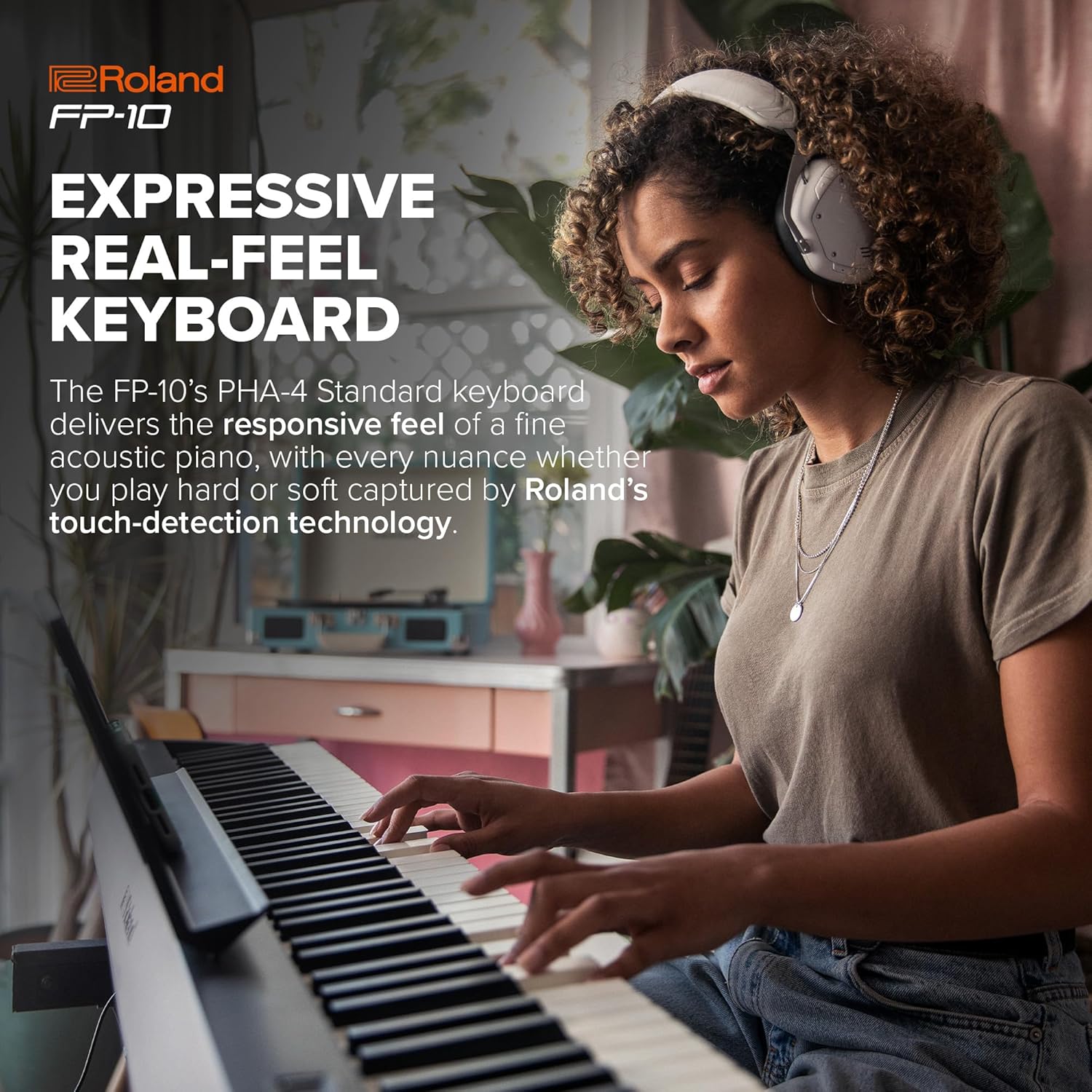 Roland FP-10 | Compact 88-Note Digital Piano | SuperNATURAL Piano Tones | Authentic Acoustic Feel Keyboard | Great for Beginners & Experienced Players | Bluetooth & MIDI Connectivity - Image 5