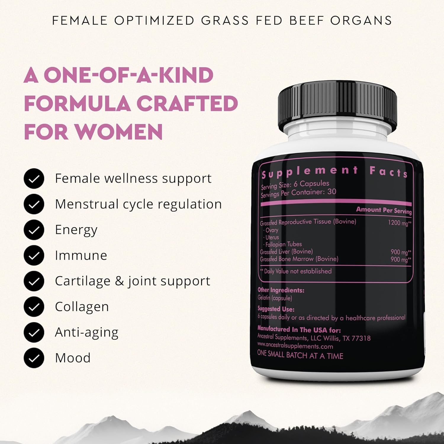 Beef Organ Supplement for Women – Supports Hormone Balance, Energy & Wellness – Grass Fed, Pasture Raised Superfood – Liver, Heart, Kidney, Bone Marrow – Collagen, CoQ10, B12 – Female Support Blend - Image 3
