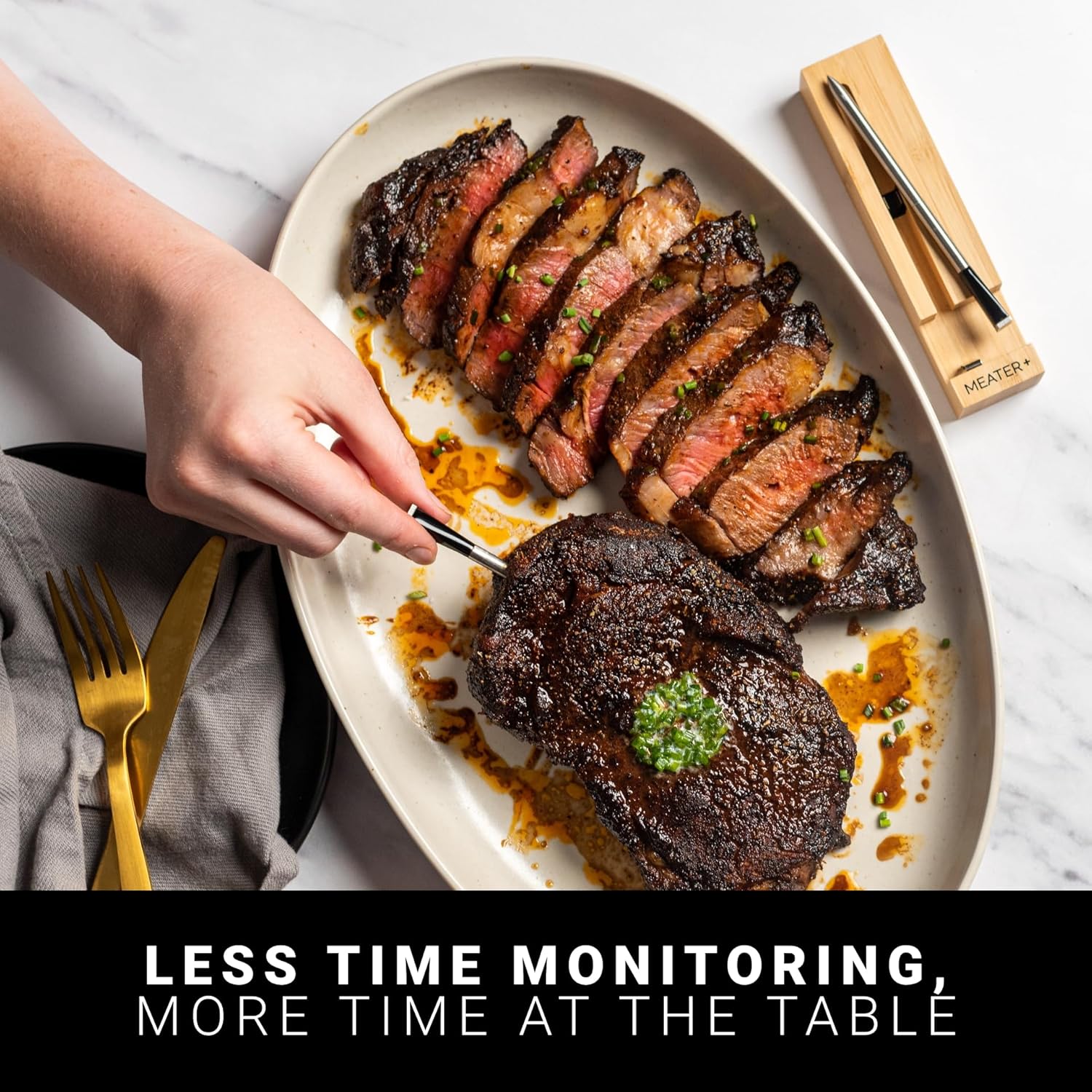 MEATER Plus: Smart Bluetooth Wireless Meat Thermometer Digital | BBQ, Grill, Oven, Smoker, Air Fryer, Kitchen | Perfect for Steak, Chicken, Turkey, and More | Delicious Recipes in App - Image 2