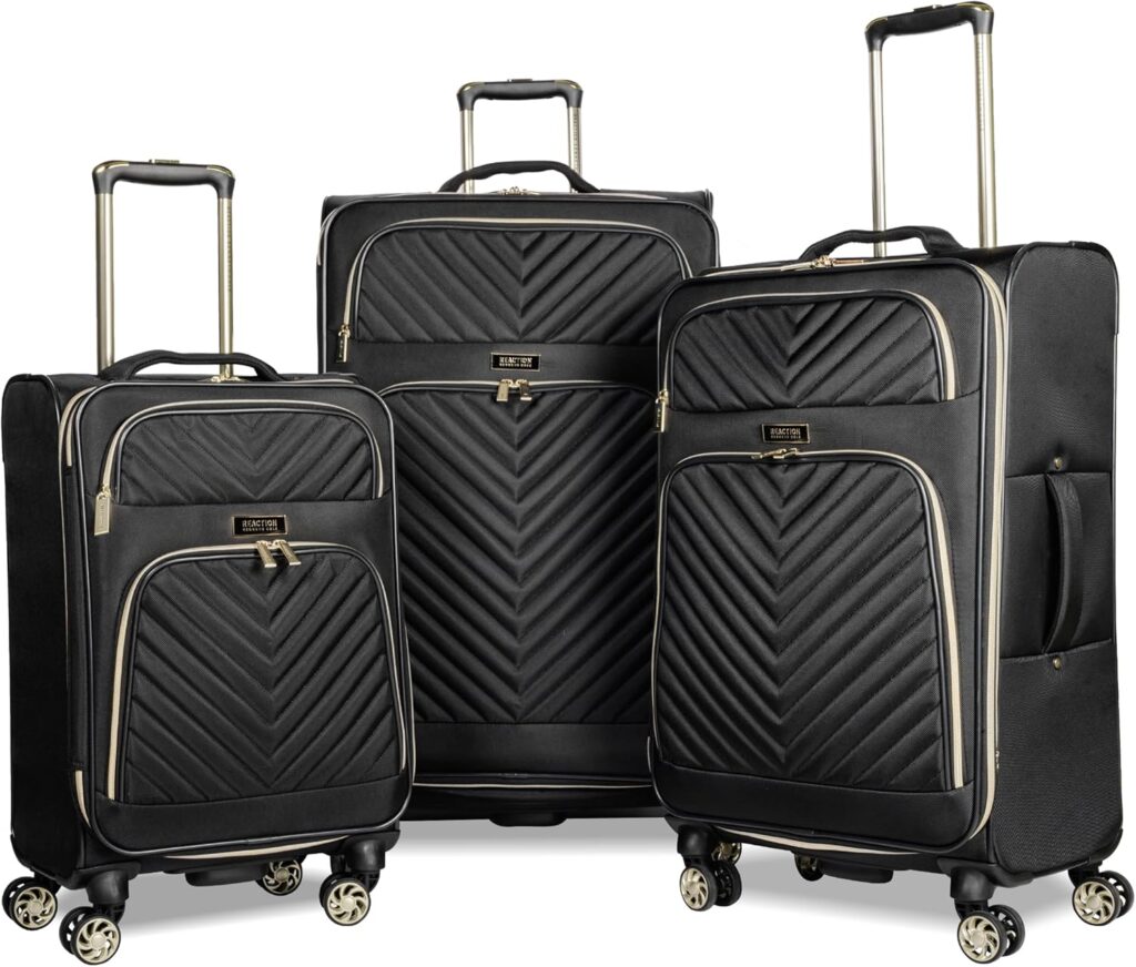 Kenneth Cole REACTION Chelsea Chevron Quilted Luggage, Black, 3-Piece Set (20"/24"/28")