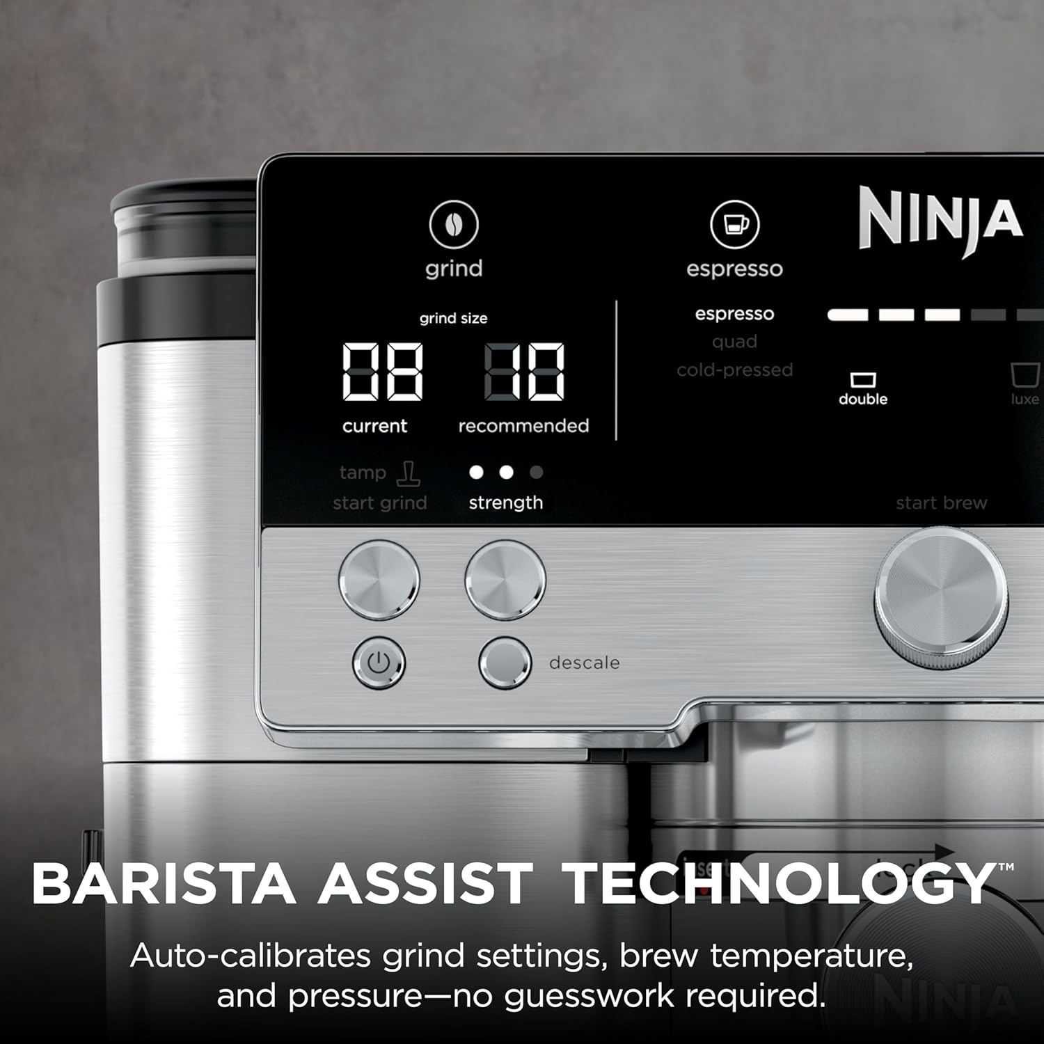 Ninja Luxe Café 3-in-1 Espresso, Drip Coffee and Cold Brew Machine | Intergrated Coffee Grinder, Milk Frother, Assisted Tamper & Built-In Espresso Accessory Storage | Stainless Steel | ES601 - Image 4