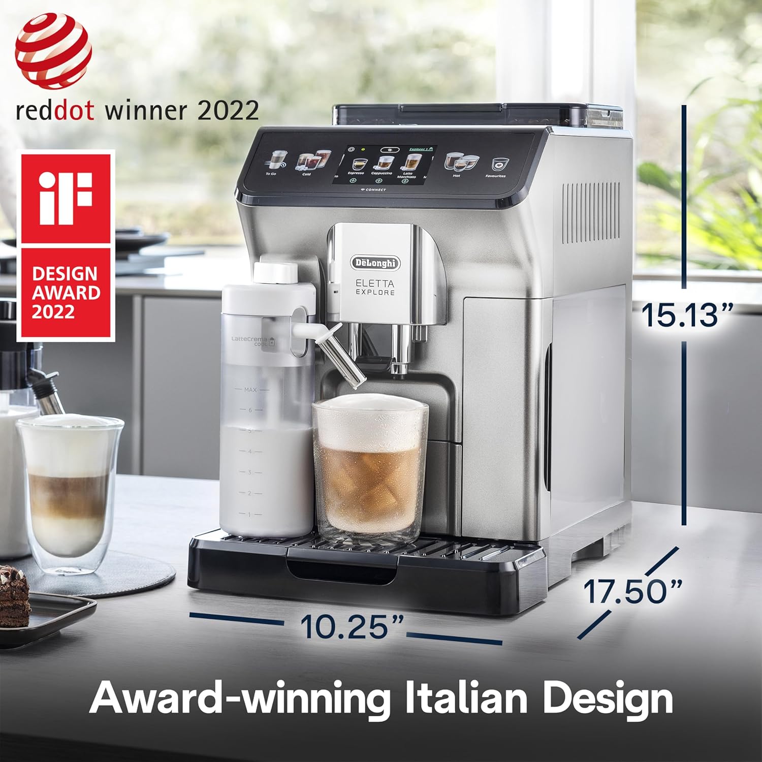 De'Longhi Eletta Explore Espresso Machine with Cold Brew, Hot & Cold Milk Frother - 50+ Recipes, Built in Grinder, User Profiles, Smartphone Compatible with Bean Adapt Technology for Ideal Extraction - Image 9