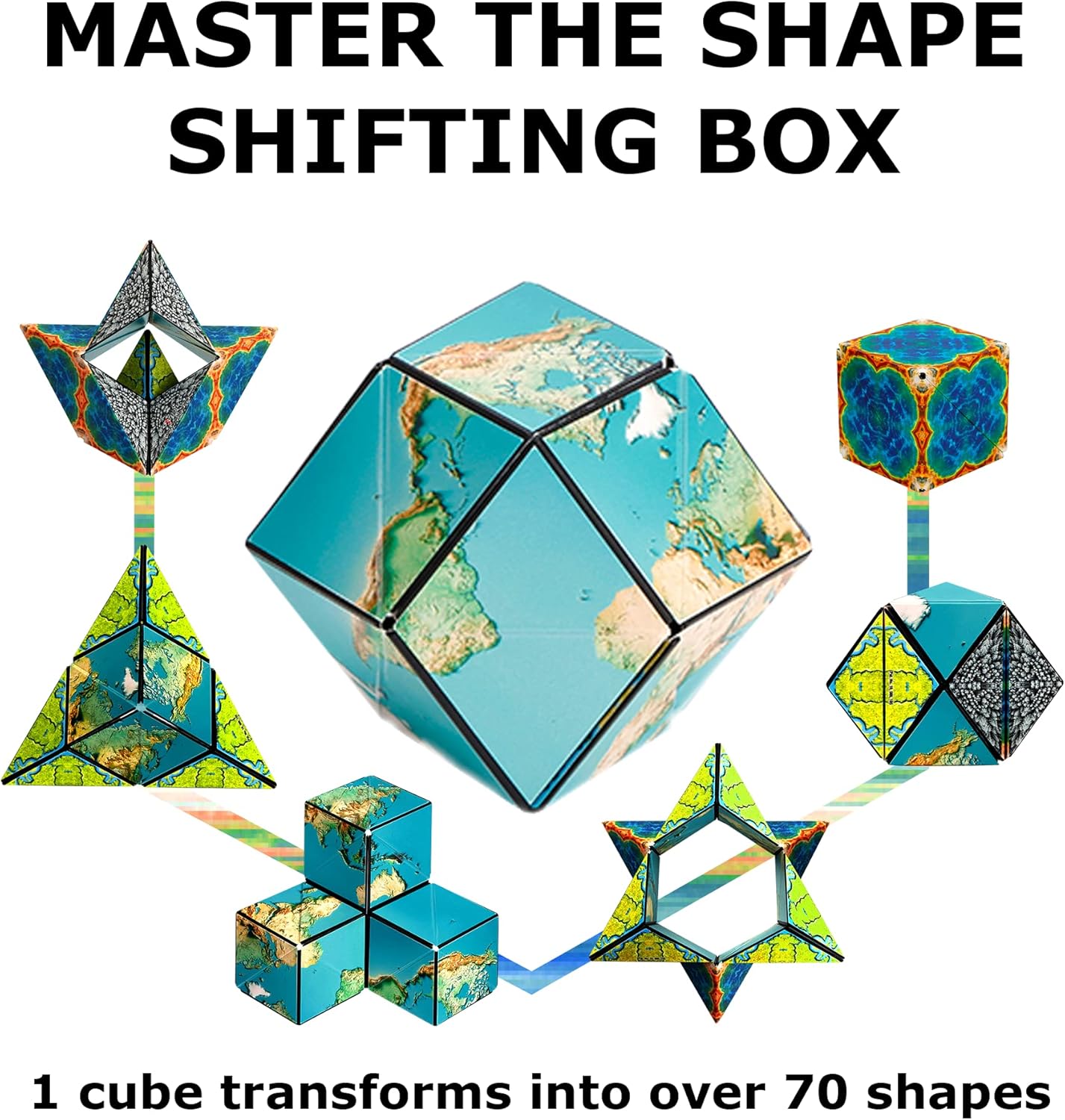 Shashibo Shape Shifting Box - Award-Winning STEM Fidget Toy with Strong Magnets - Fidget Cube Transforms Into 100+ Shapes, Christmas Stocking Stuffers Gift for Kids, Teens, and Adults (Earth) - Image 5
