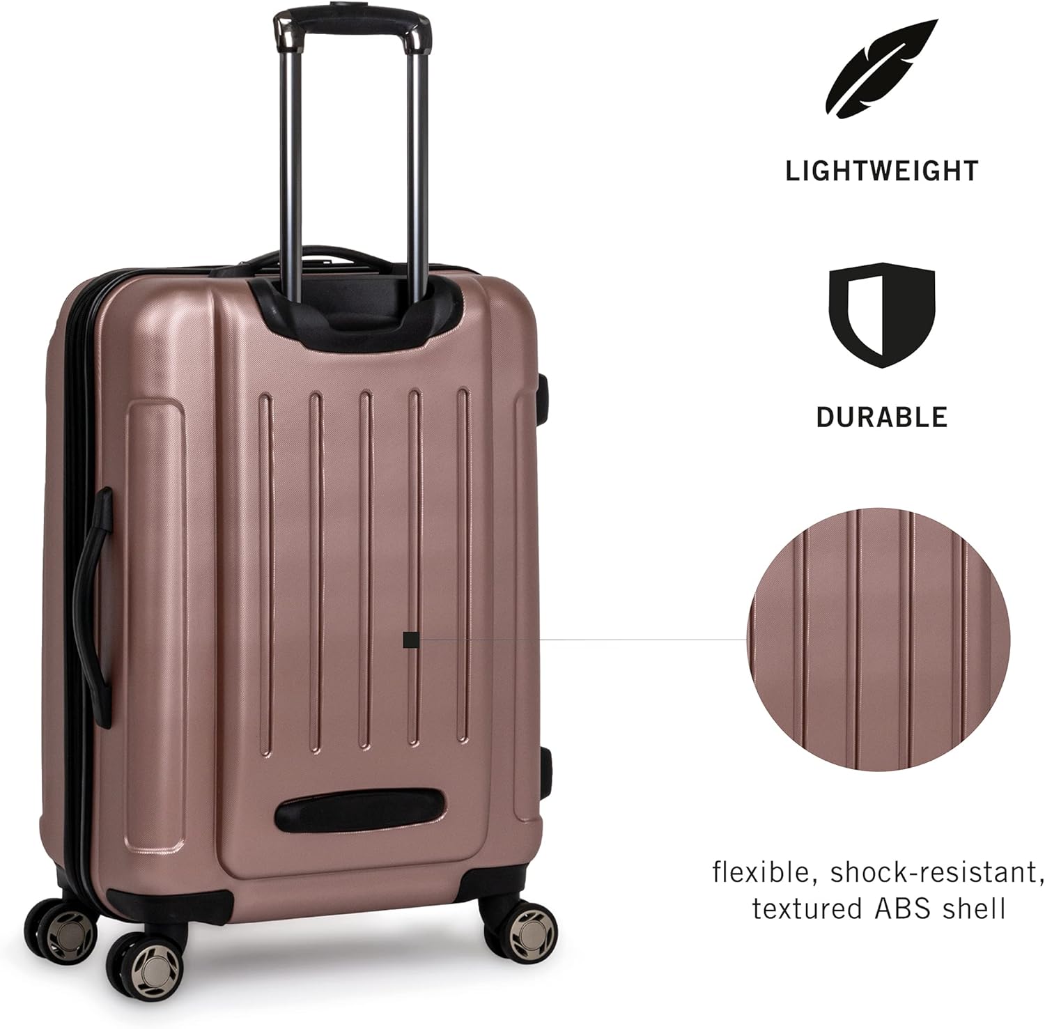 Kenneth Cole REACTION Renegade Luggage Expandable 8-Wheel Spinner Lightweight Hardside Suitcase, Rose Gold, 3-Piece Set (20"/24"/28") - Image 2