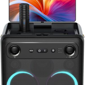 Ikarao Smart Karaoke Machine for Adults – with Lyrics Display, 32GB Karaoke Tablet, 2 Wireless Mics, Professional Karaoke System, 300W Peak Power, 4 DJ Lights, Karaoke Speaker for Any Occasion