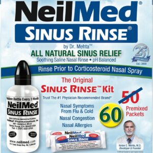 NeilMed Sinus Rinse – A Complete Sinus Nasal Rinse Kit, 50 count (Pack of 1) Count may vary