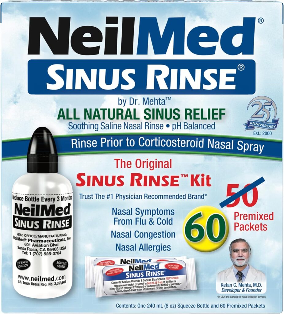 NeilMed Sinus Rinse - A Complete Sinus Nasal Rinse Kit, 50 count (Pack of 1) Count may vary