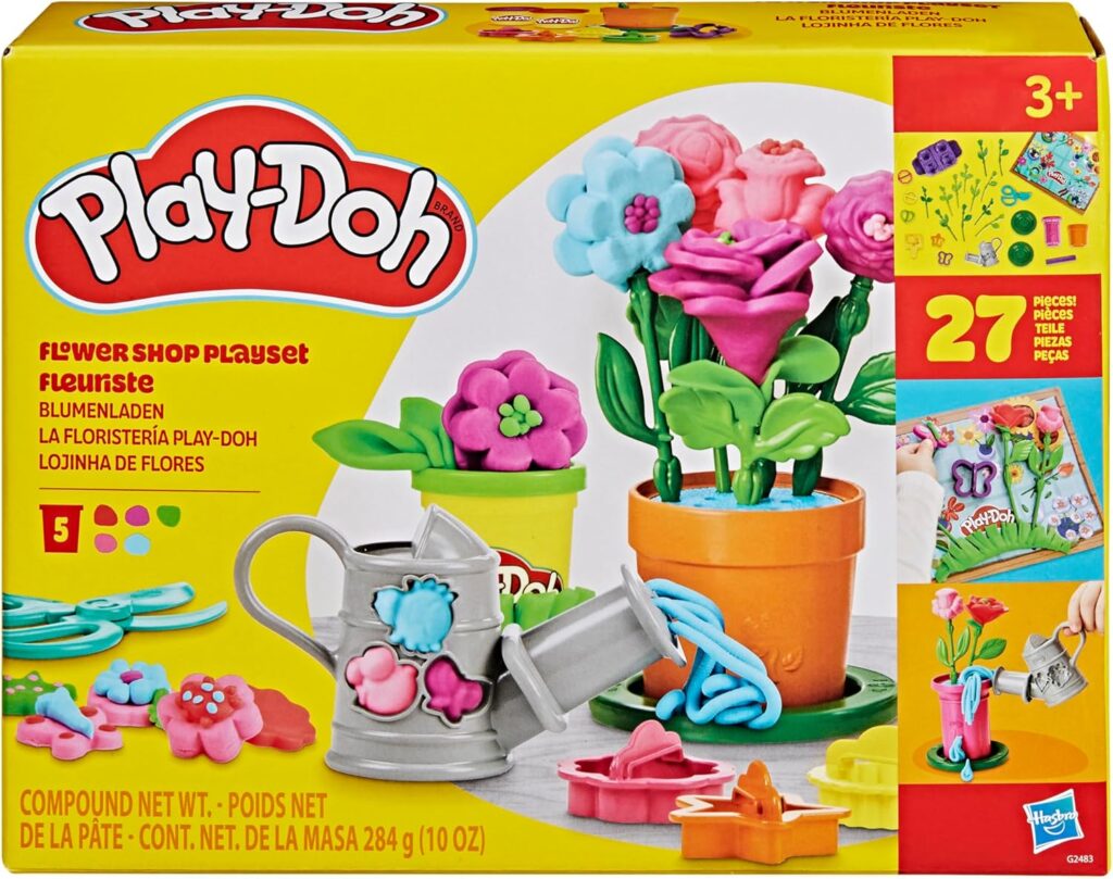 Play-Doh Flower Shop Playset, 27 Garden Toy Accessories, Kids Arts & Crafts, 3+ (Amazon Exclusive)