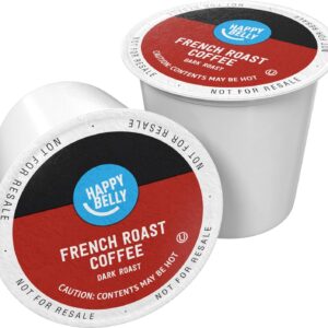 Amazon Brand – Happy Belly Dark Roast Coffee Pods, French Roast, Compatible with Keurig 2.0 K-Cup Brewers, 100 Count