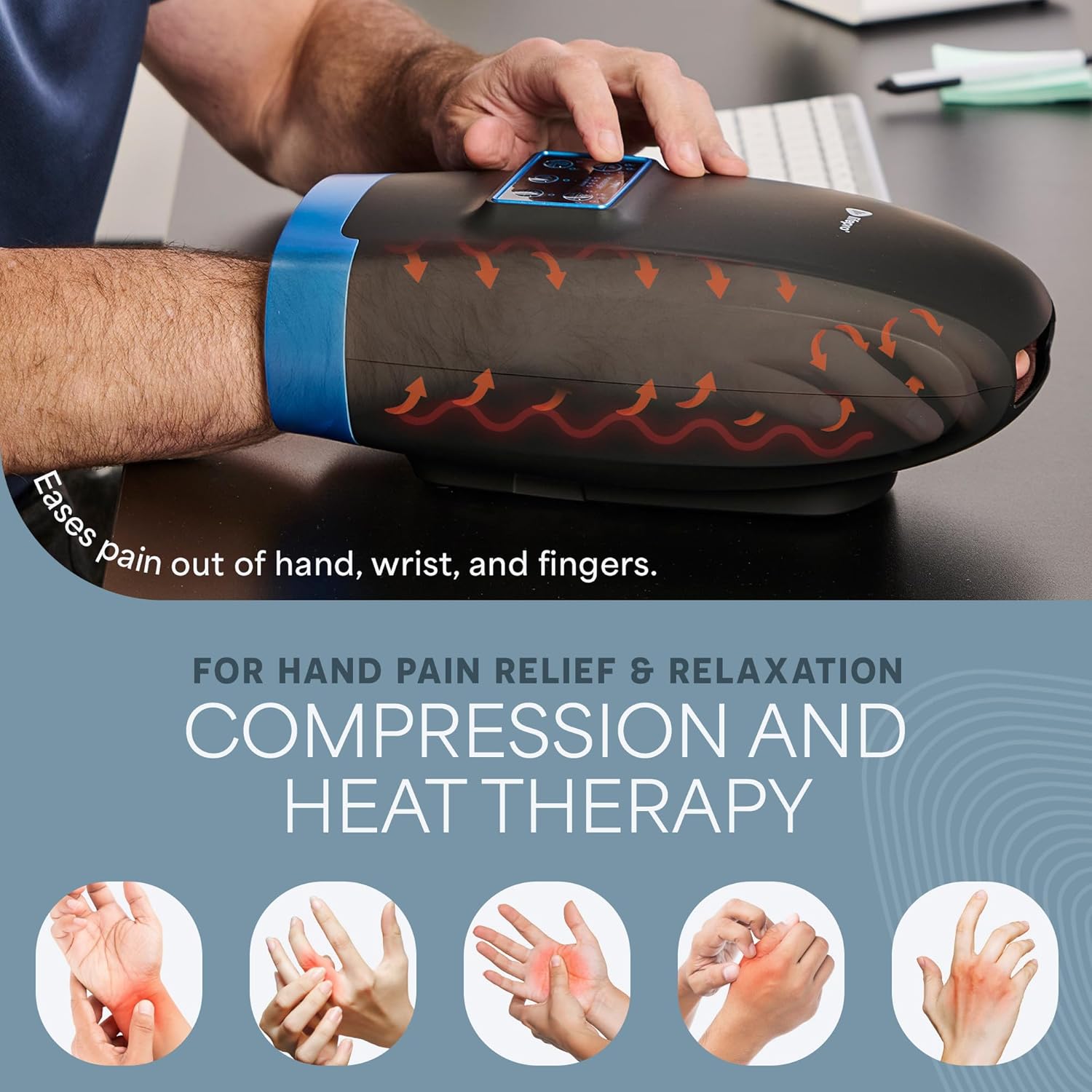 LifePro Legra Hand Massager with Heat and Compression - Finger, Wrist, and Palm Massager with 5 Modes - Pressure Point Therapy for Sensitive Hands, Relaxation, and Comfort - Image 2