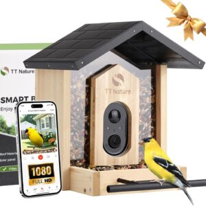 TT Nature Bird Feeder with Camera, Upgraded 1.5L Smart Birdhouse Al Identify for 10000 Plus Species, Auto Capture & Real-time Notifications, Ideal Gift for Bird Lovers (Iron Roof)