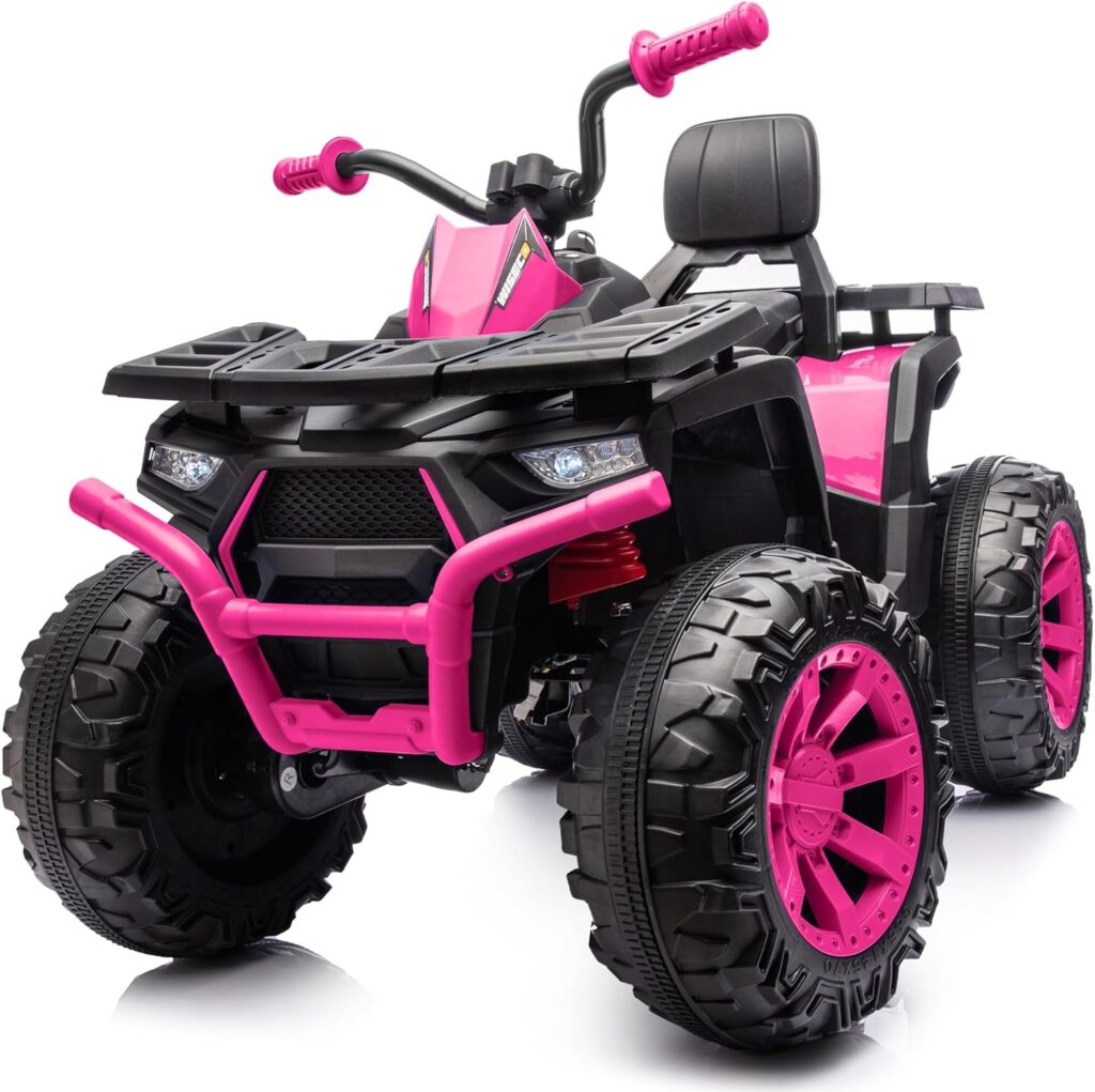 Kids ATV 4 Wheeler, 24V 4WD Electric ATV Ride On Toy for Big Kid w/ 2-Seater, 4x200W Motor, 5.6Mph Max Speed - Pink