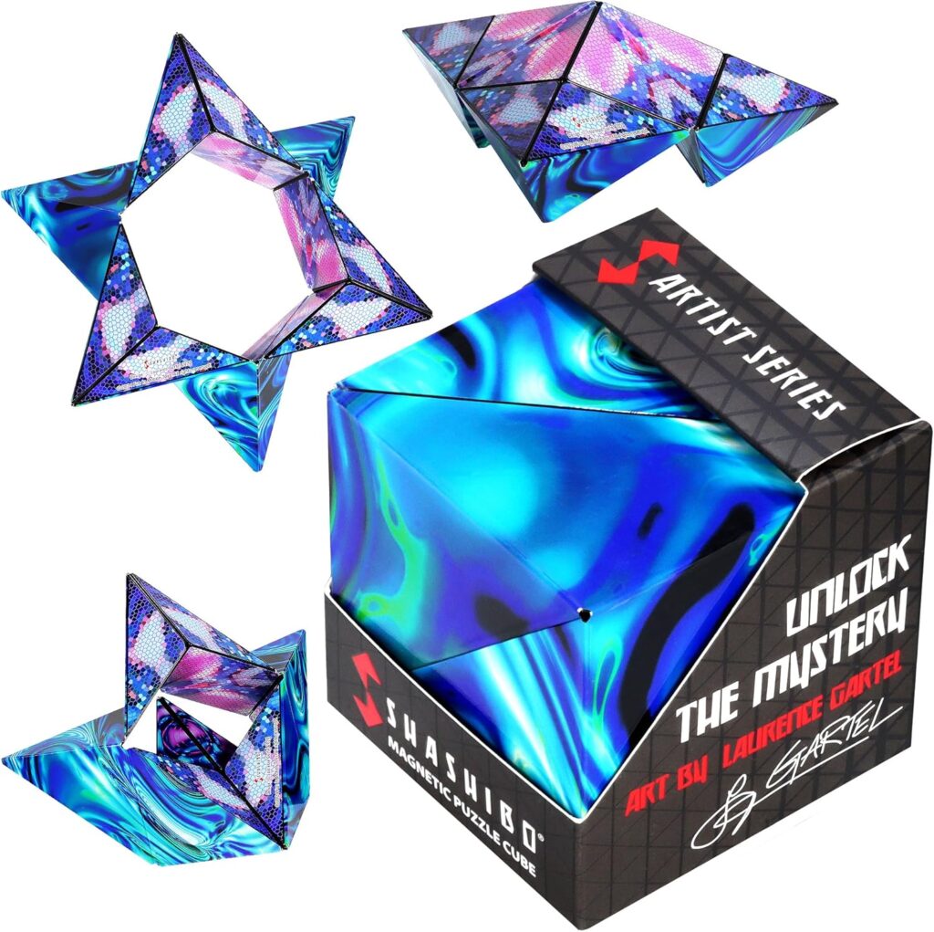 Shashibo Shape Shifting Box - Award-Winning STEM Fidget Toy with Strong Magnets - Fidget Cube Transforms Into 100+ Shapes, Christmas Stocking Stuffers Gift for Kids, Teens, and Adults (Mystic Ocean)