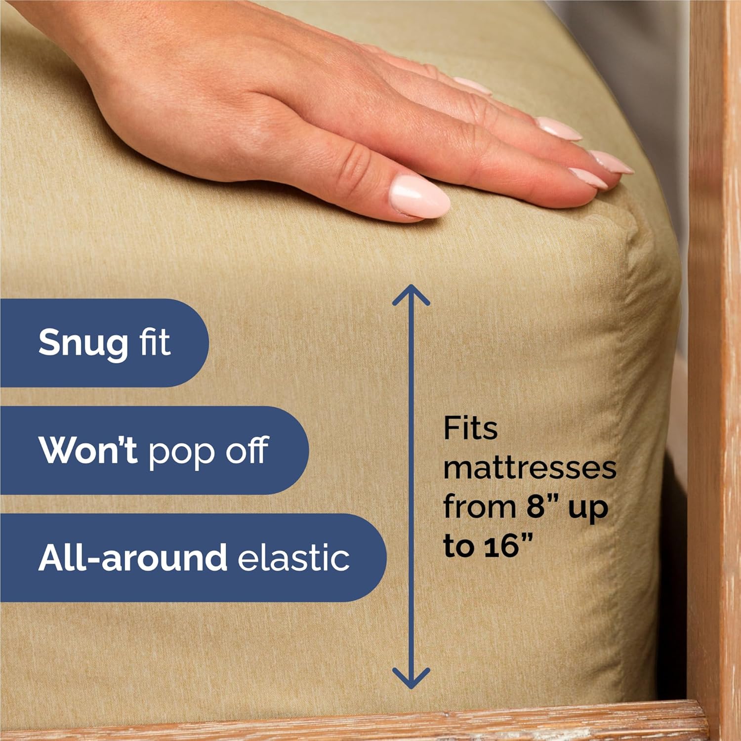 King Size 4 Piece Sheet Set - Comfy Breathable & Cooling Bed Sheets Set - Hotel Luxury Bedding for Women, Men, Kids, Teens, Boys & Girls - Deep Pockets, Soft & Wrinkle Free - Tan (Heathered Sheets) - Image 3