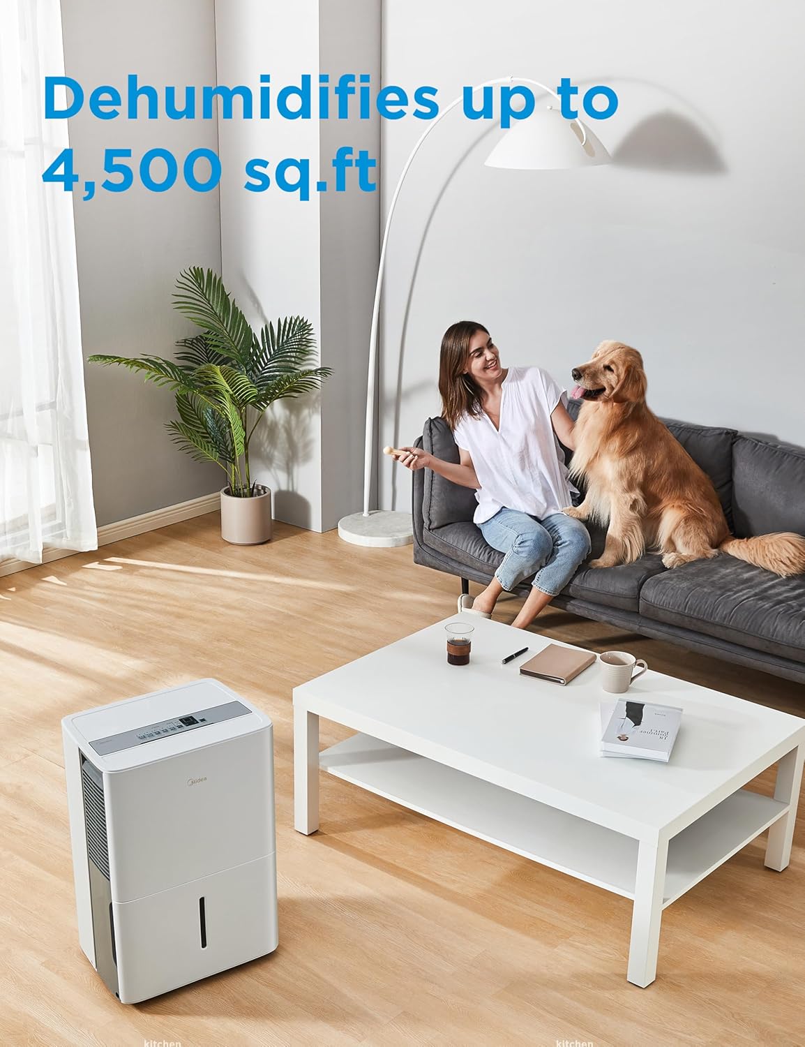 Midea 4,500 Sq. Ft.Dehumidifier for Basement, With Reusable Air Filter 50 Pint - Ideal For Basements, Large & Medium Sized Rooms, And Bathrooms (White) - Image 2
