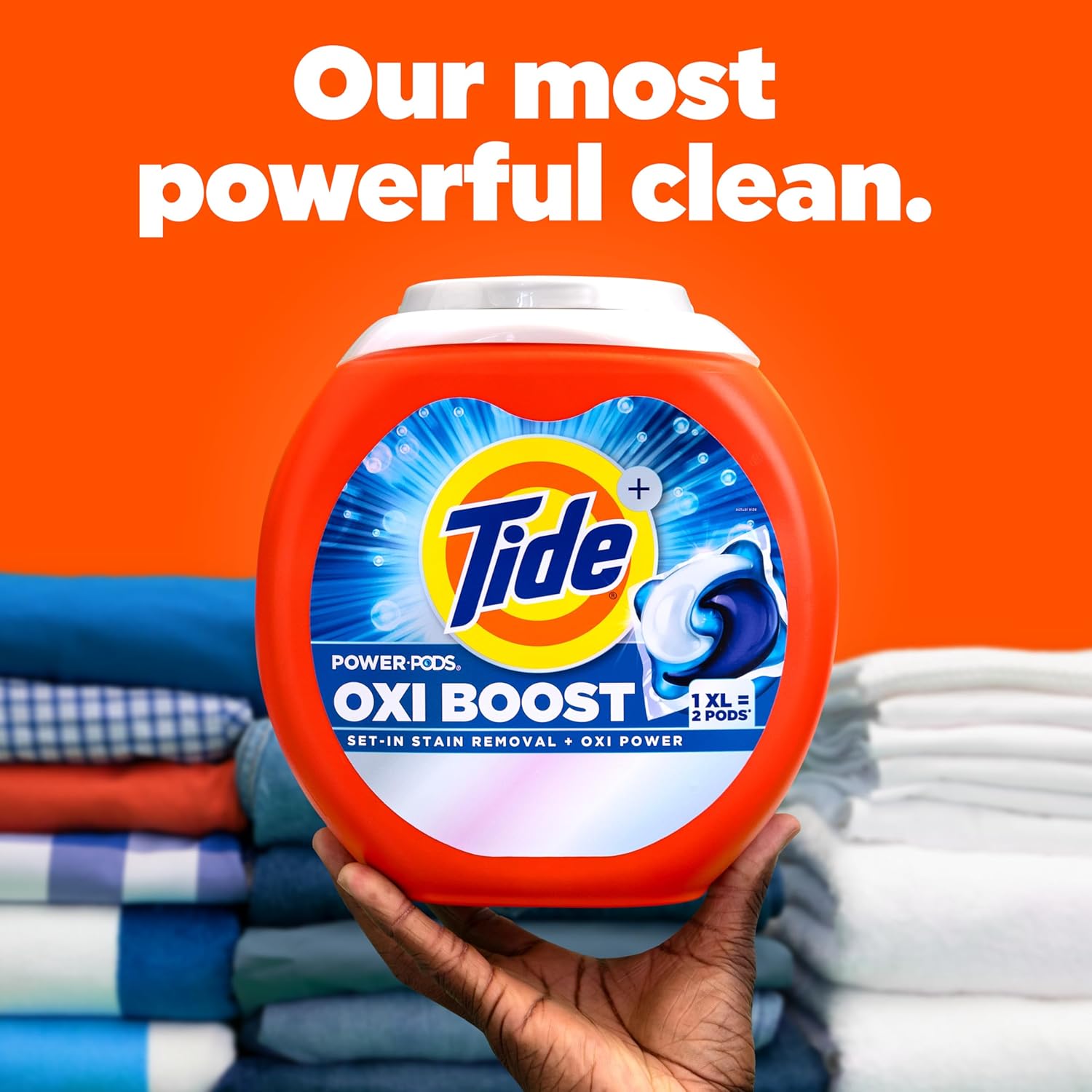 Tide Oxi Boost Power PODS Laundry Detergent Pacs, 45 Count, Set-In Stain Removal + Oxi Power, laundry soap detergent pacs - Image 2