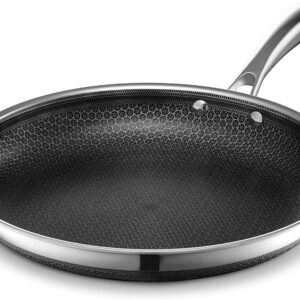 HexClad Hybrid Nonstick 12-Inch Frying Pan, Stay-Cool Handle, Dishwasher-Friendly, Oven-Safe Up to 900°F, Induction Ready, Compatible with All Cooktops