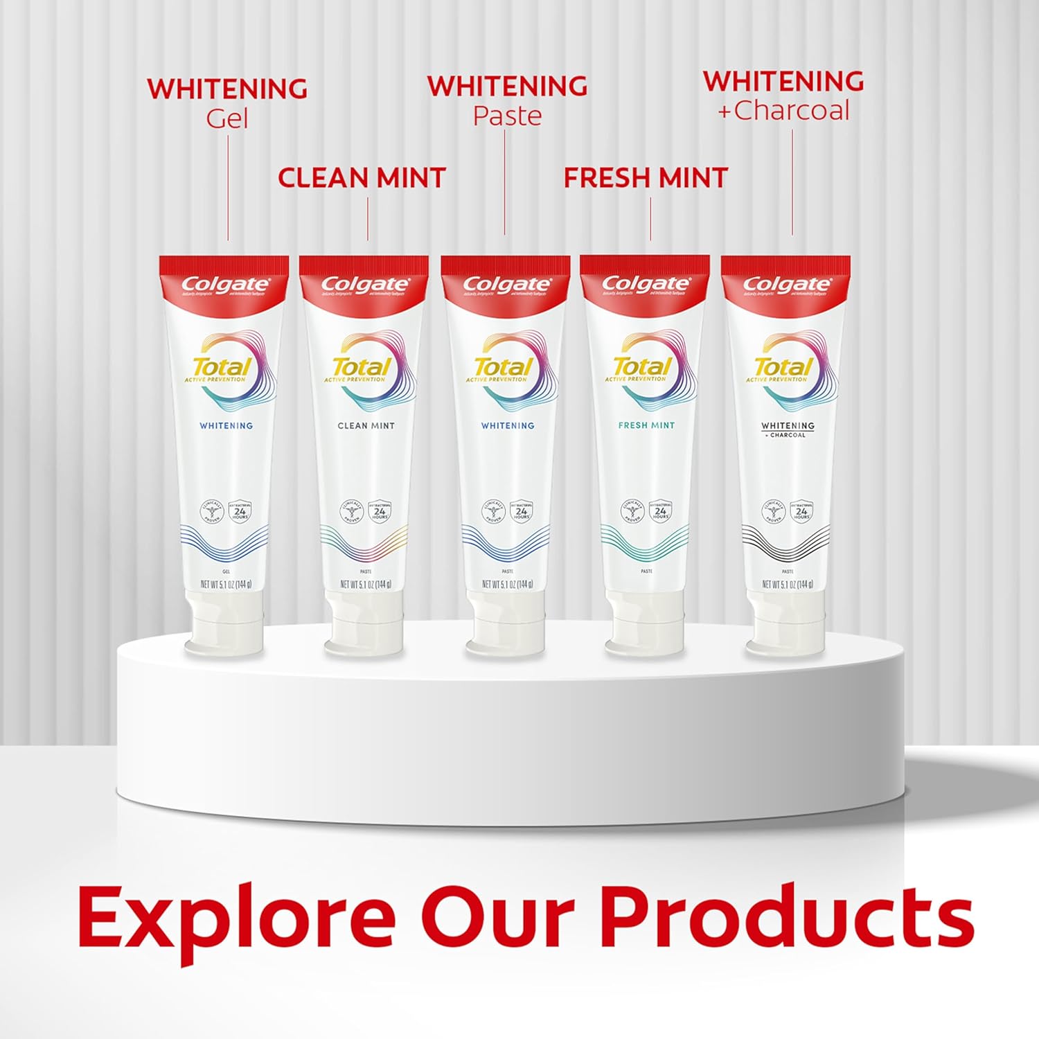 Colgate Total Whitening Toothpaste Paste, 5.1 oz, 4 Pack, Fluoride, Antibacterial, for Plaque, Gingivitis, Sensitivity, Stain Removal, Clinically Proven, Mint, Teeth Whitening, Stannous Fluoride - Image 13