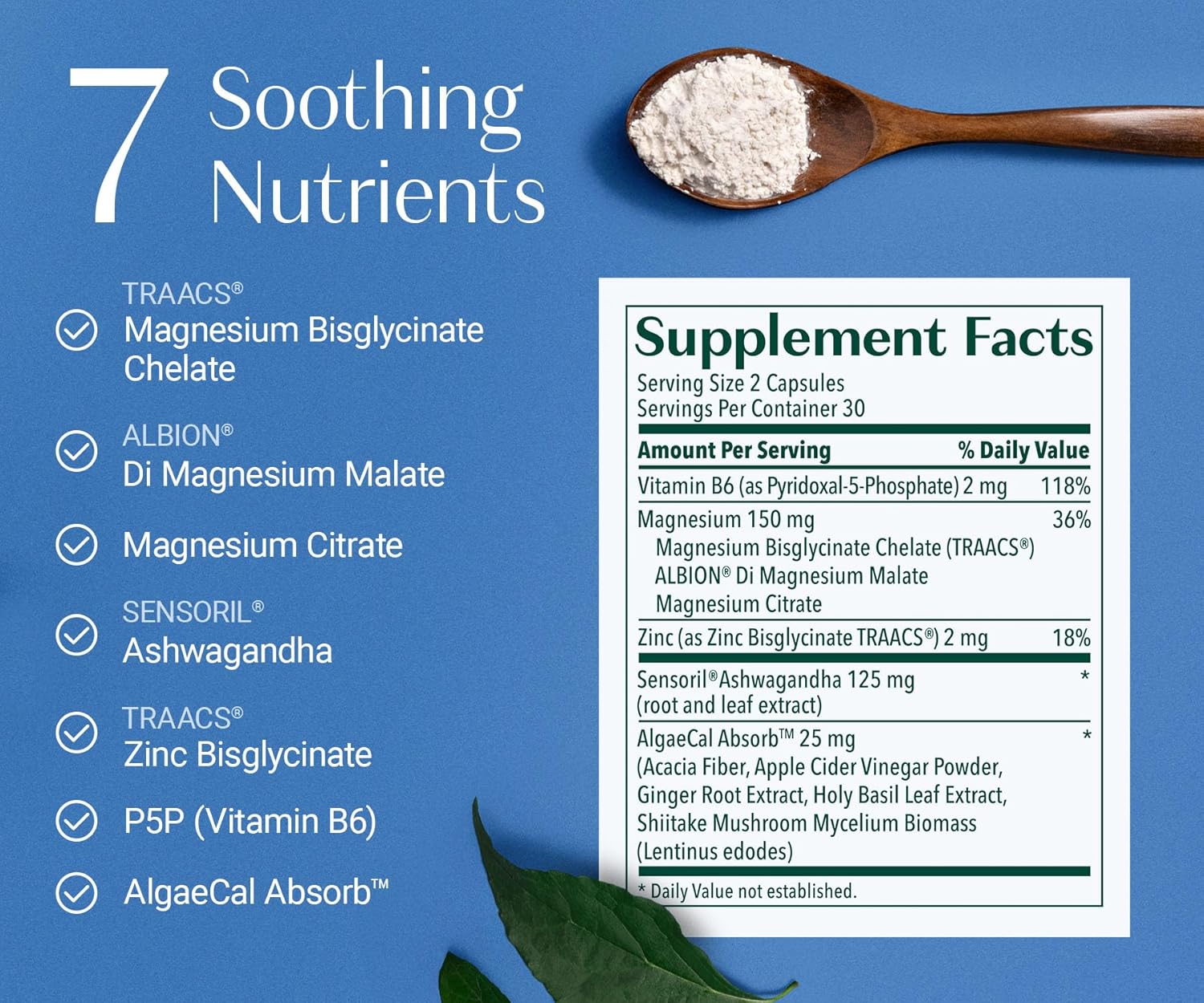 AlgaeCal Magnesium Relax™ - Chelated Magnesium with Ashwagandha for Sleep & Stress - Glycinate, Malate, Citrate - Sleep, Mood, & Cortisol Support (4 Months Supply) - Image 2
