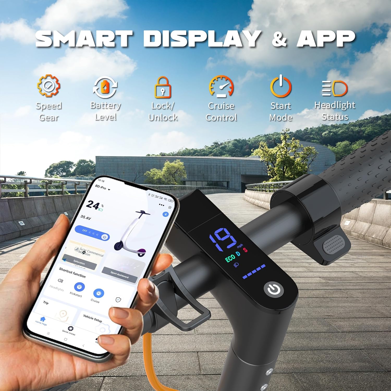 VOLPAM Electric Scooter, 350W/500W Powerful Motor, 8.5"/10" Solid Tires, 19/22Mph, 28/23/21/16 Miles Max Range, Dual Braking - Image 7