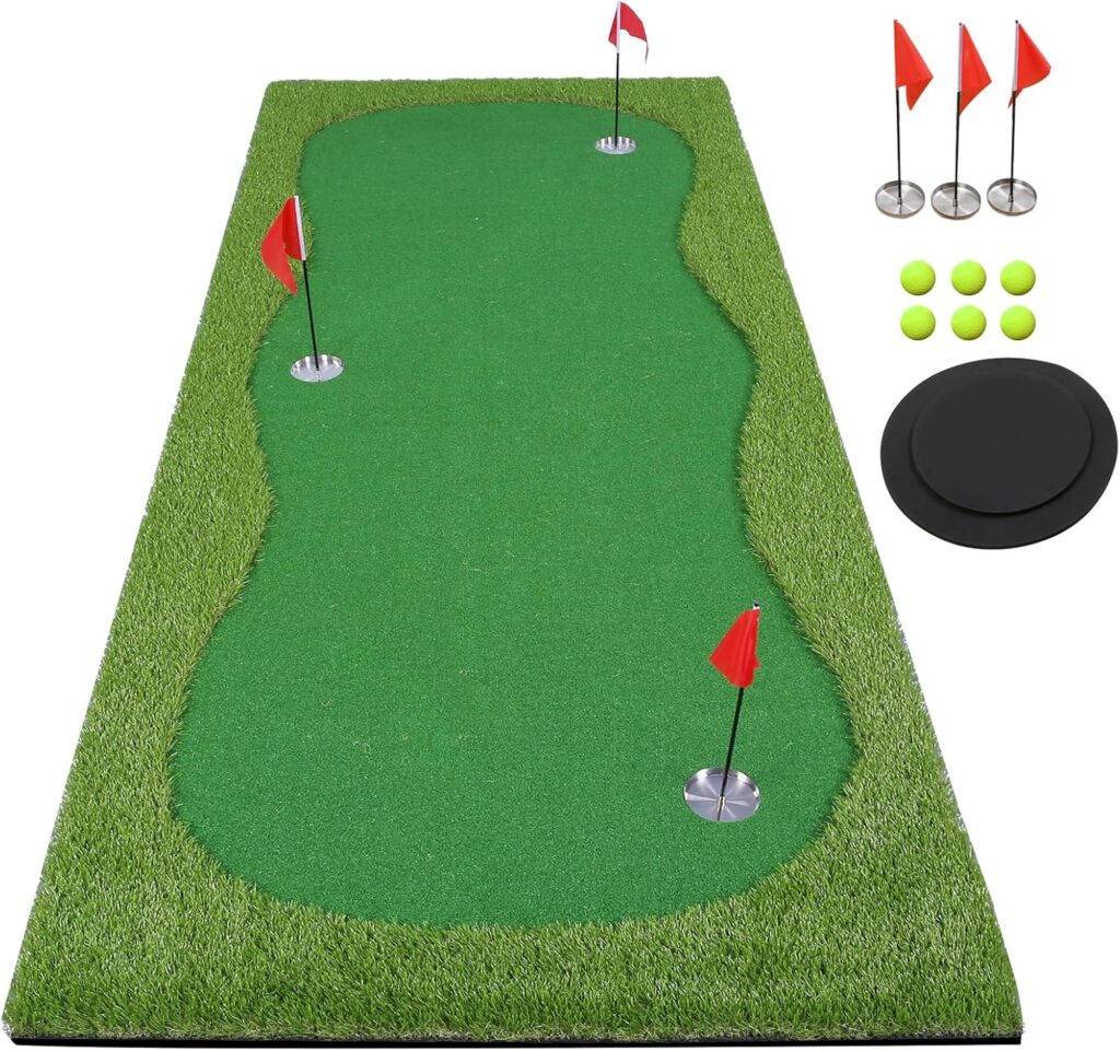 Golf Putting Green/Mat-Golf Training Mat- Professional Golf Practice Mat- Green Long Challenging Putter for Indoor/Outdoor