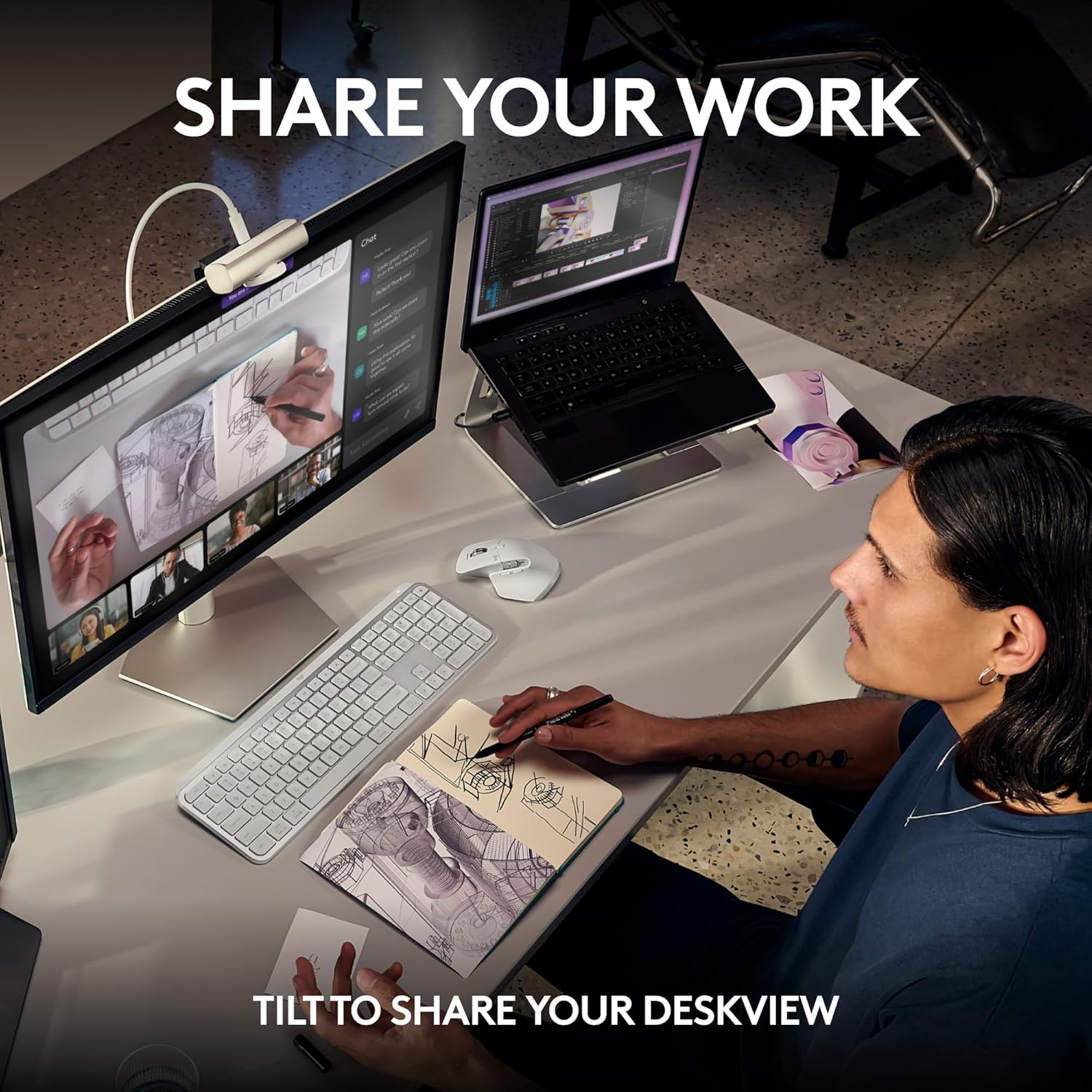 Logitech MX Brio Ultra HD 4K Collaboration, Streaming Webcam, 1080p at 60 FPS, Show Mode, Works with Microsoft Teams, Zoom, Google Meet, Nintendo Switch 2 new GameChat mode - Graphite - Image 7