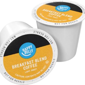 Amazon Brand – Happy Belly Light Roast Coffee Pods, Breakfast Blend, Compatible with Keurig 2.0 K-Cup Brewers, 100 Count