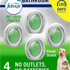 Febreze Bathroom Air Freshener, Odor-Fighting, Plug In Alternative, Air Fresheners for Home and Bathroom and Kitchen, Closet Air Fresheners, Heavy Duty Pet Scent, 4 Count