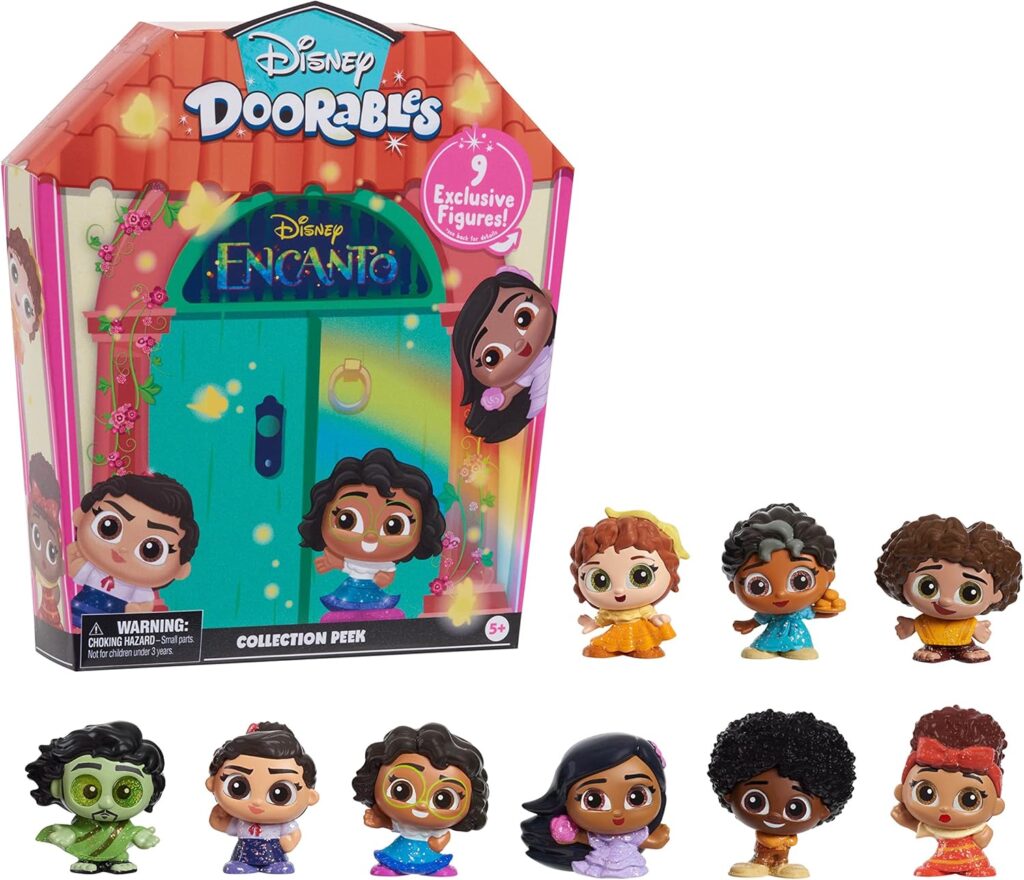 Disney Doorables Encanto Collection Peek, 9 Collectible Figurines in a Casa Madrigal-Themed Box, Holiday Stocking Stuffers, Gifts, Presents, Kids Toys for Ages 5 Up by Just Play