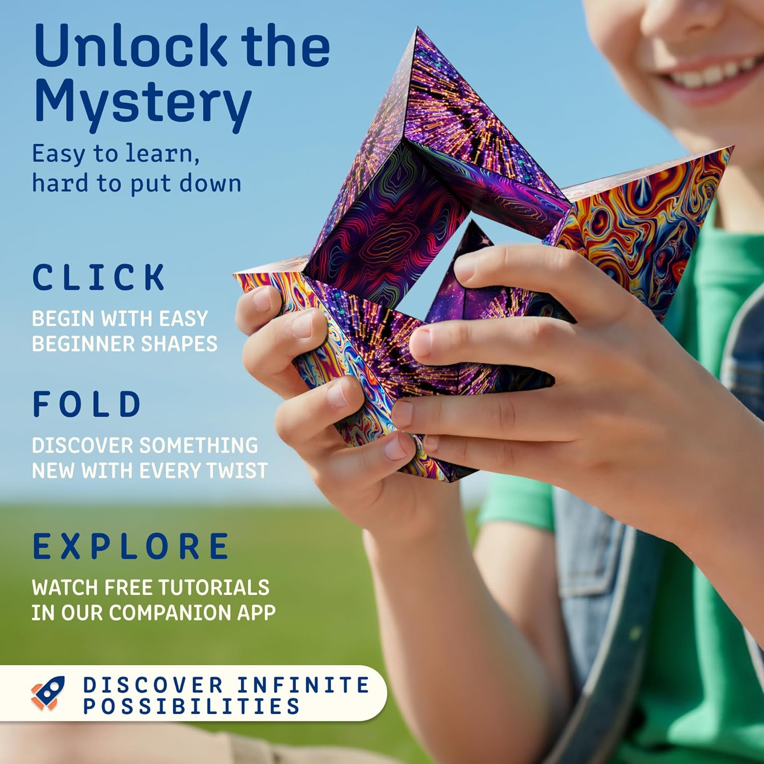 Shashibo Shape Shifting Box - Award-Winning STEM Fidget Toy with Strong Magnets - Fidget Cube Transforms Into 100+ Shapes, Christmas Stocking Stuffers Gift for Kids, Teens, and Adults (Spaced Out) - Image 4