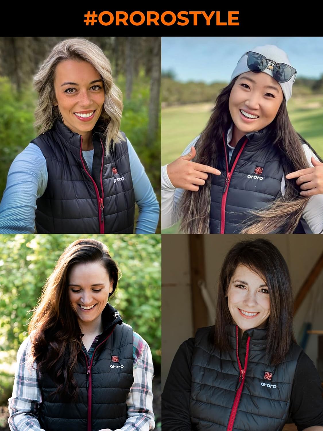 ORORO Women's Lightweight Heated Vest with USB-C Rechargeable Battery, Puffer Classic Heating Vest - Image 6