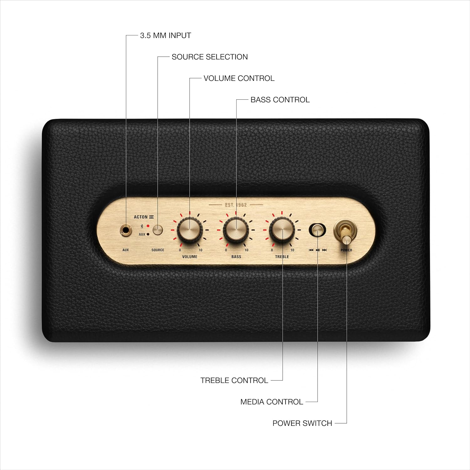 Marshall Acton III Bluetooth Home Speaker, Black - Image 6